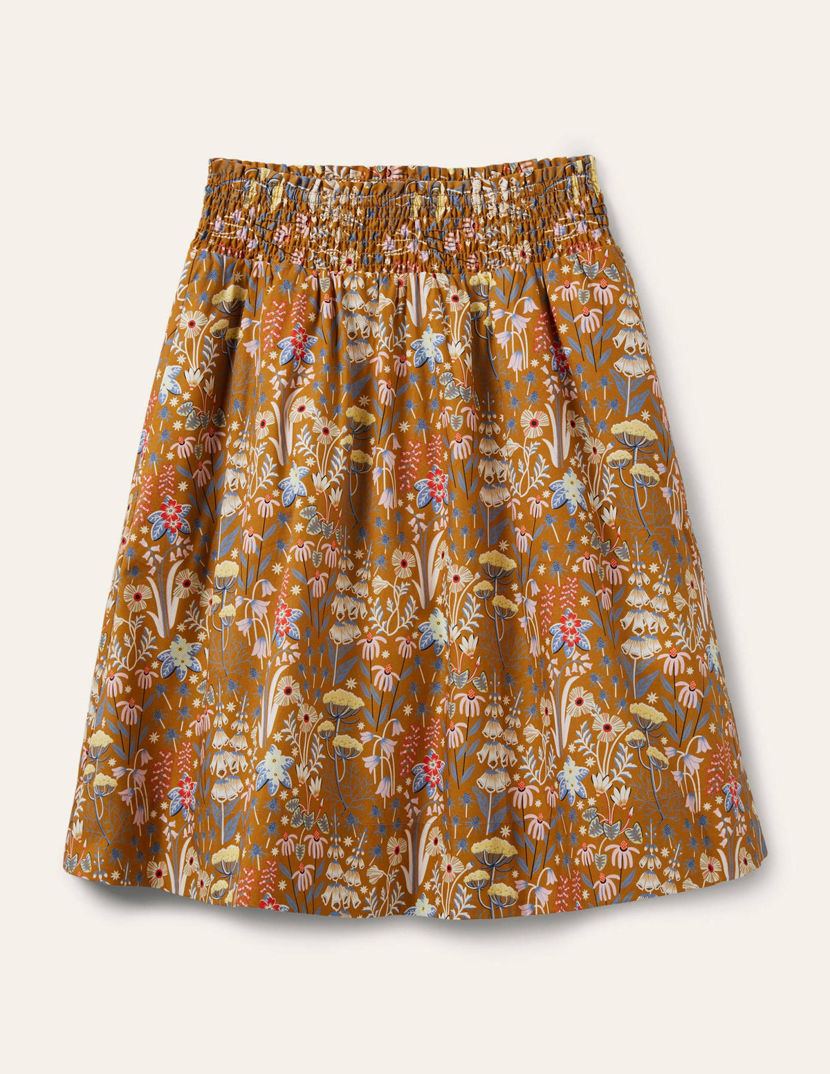 Shirred Waist Cotton Skirt-Frankincense, Wildflower Bloom - Image 5