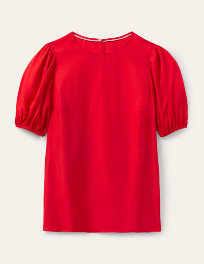 Adriana Puff Sleeve Top-Fire Red-5