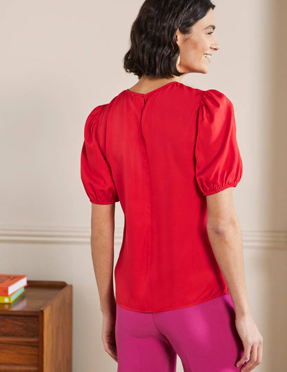 Adriana Puff Sleeve Top-Fire Red-3