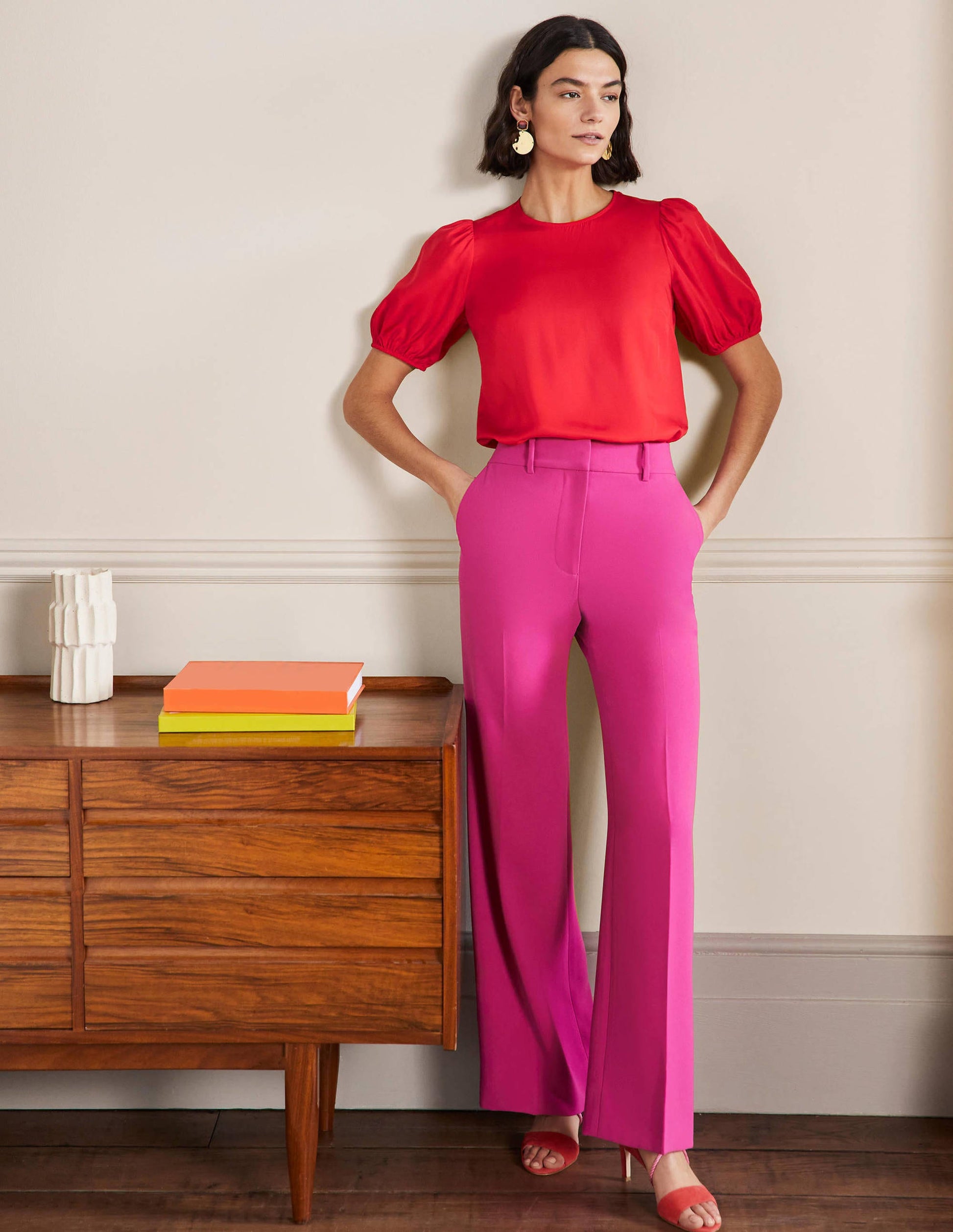 Adriana Puff Sleeve Top-Fire Red-4