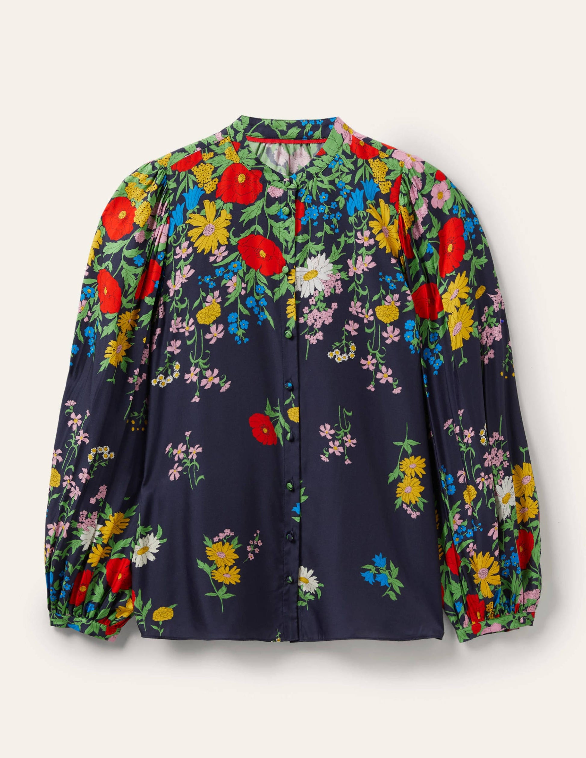 Blouson Sleeve Blouse-Navy, Botanical Terrace-5