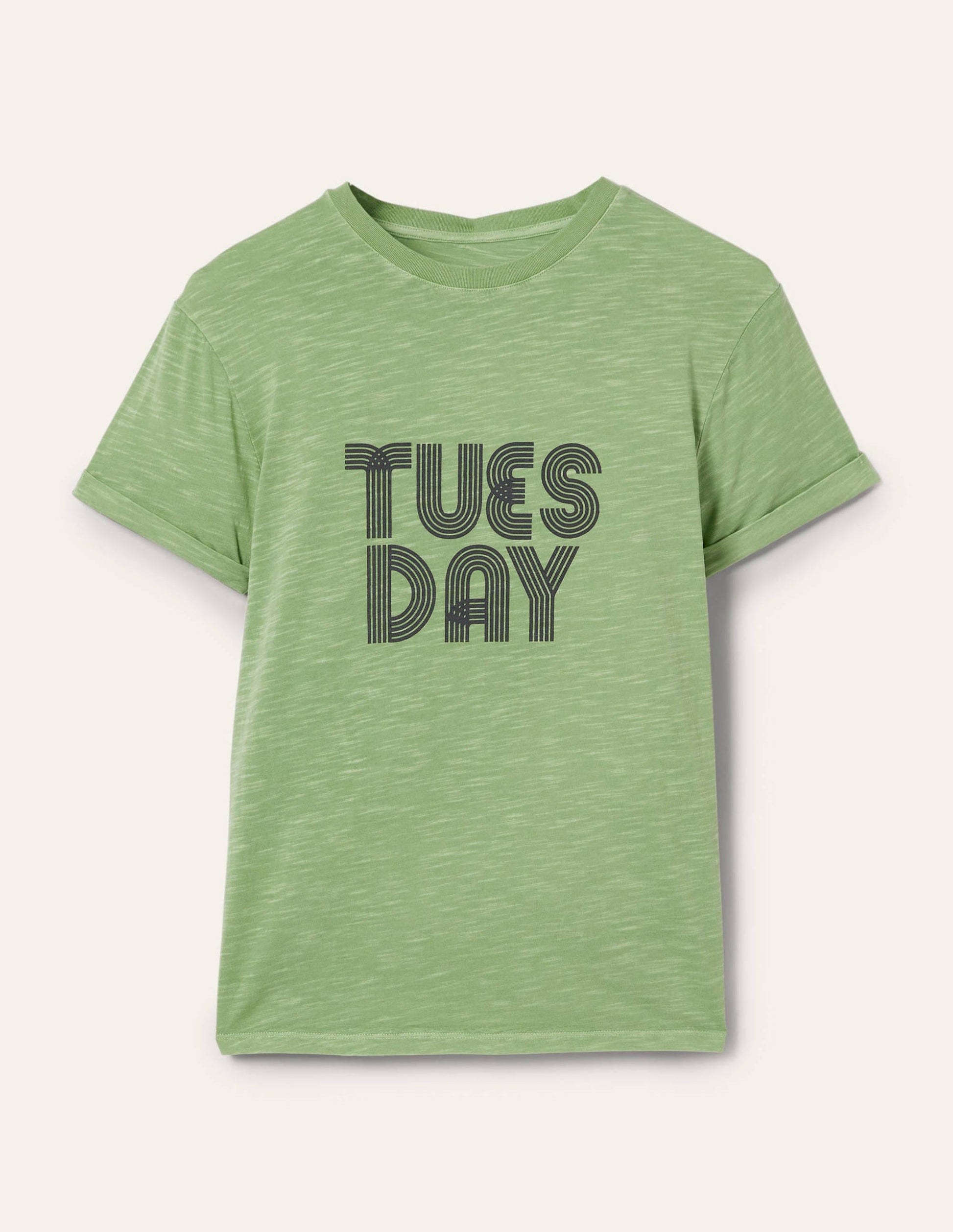 Turn Up Cuff Cotton T-shirt-Basil, Tuesday-5