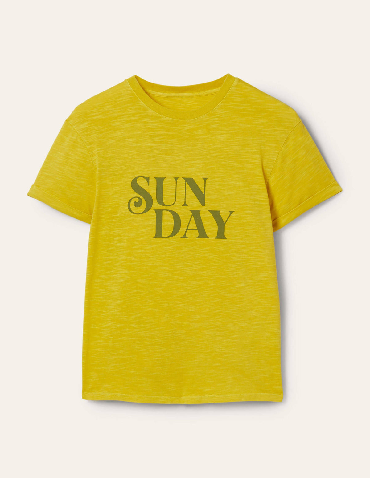 Turn Up Cuff Cotton T-shirt-Lemon Fizz, Sunday - Image 5