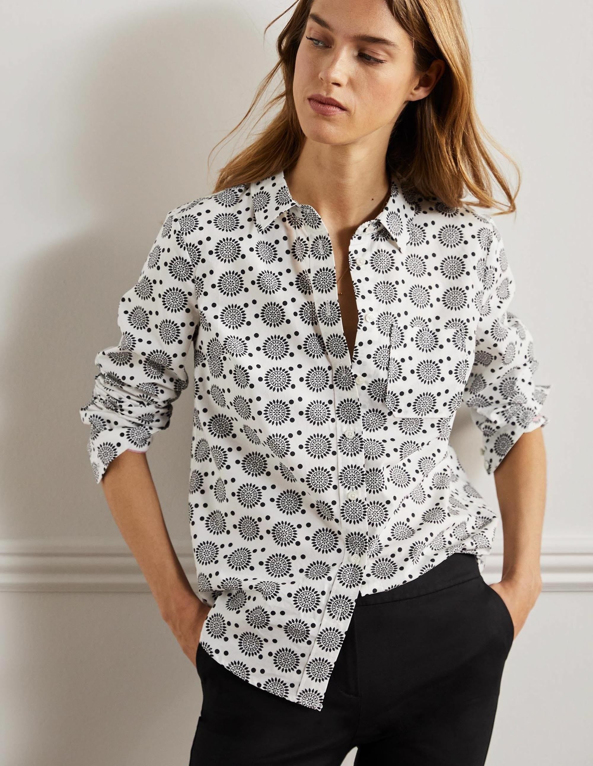 Classic Cotton Shirt-Ivory, Sun Geo - Image 5
