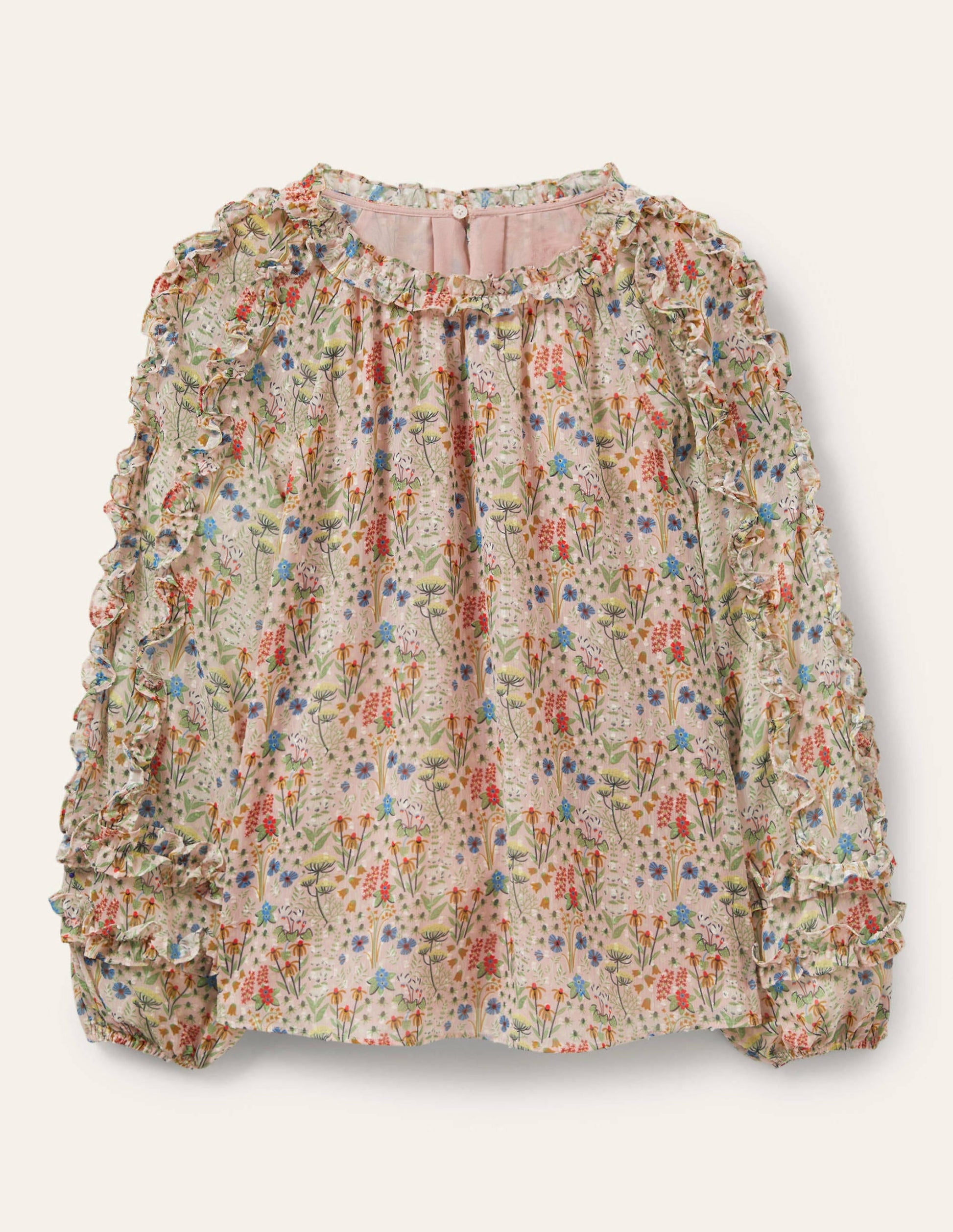 Ruffle Detail Raglan Blouse-Milkshake, Wildflower Bloom-6