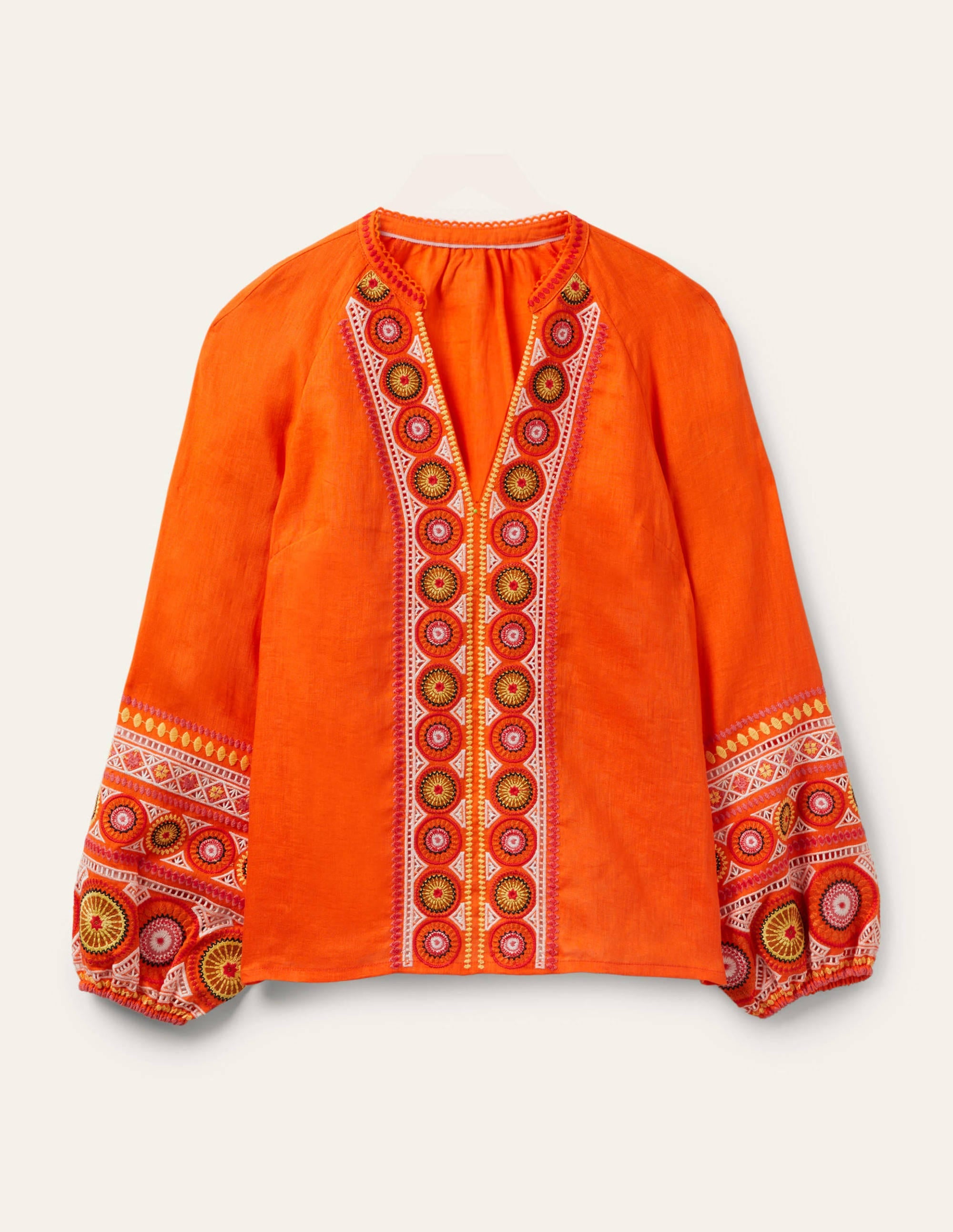 Tamsin Embroidered Linen Top-Clementine - Image 5