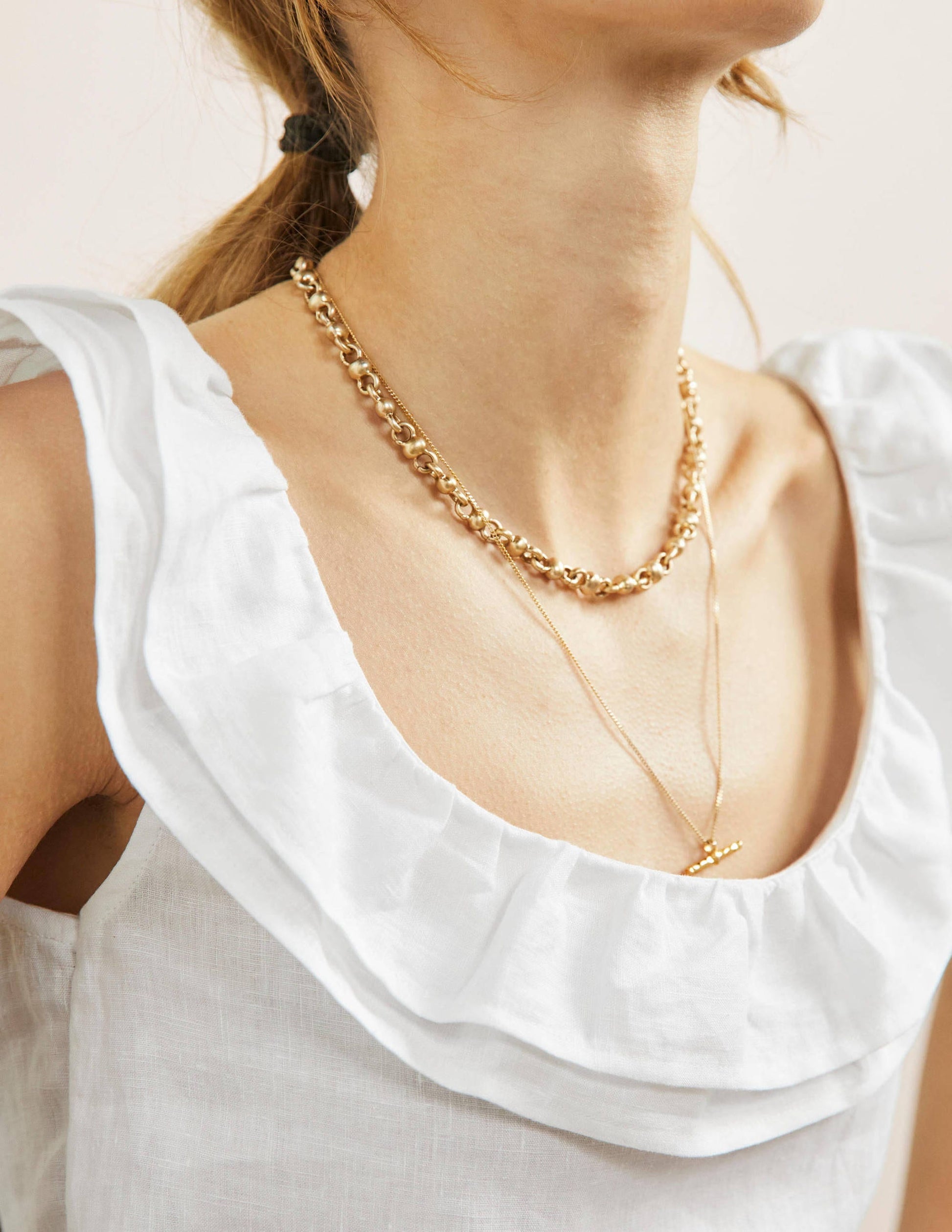 Sleeveless Ruffle Linen Top-White-2