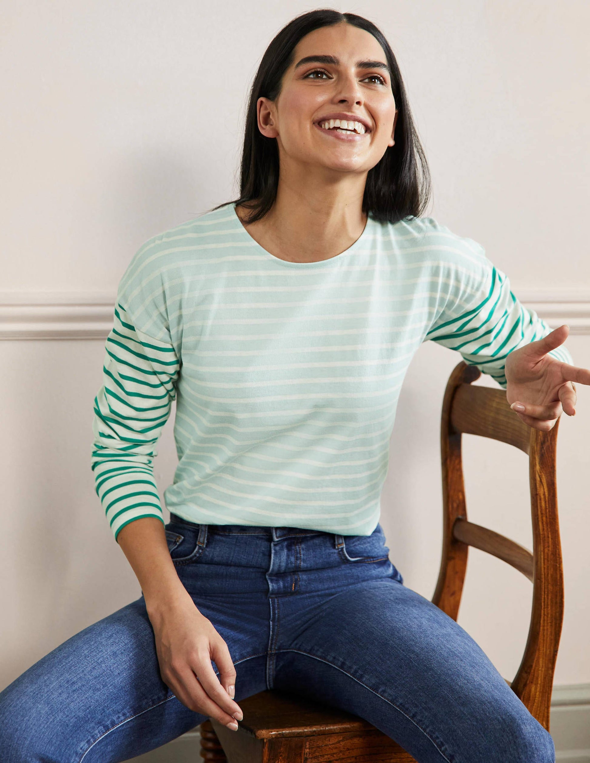 Dropped Shoulder Breton Top-Dawn Sky / Ivory Stripe-1