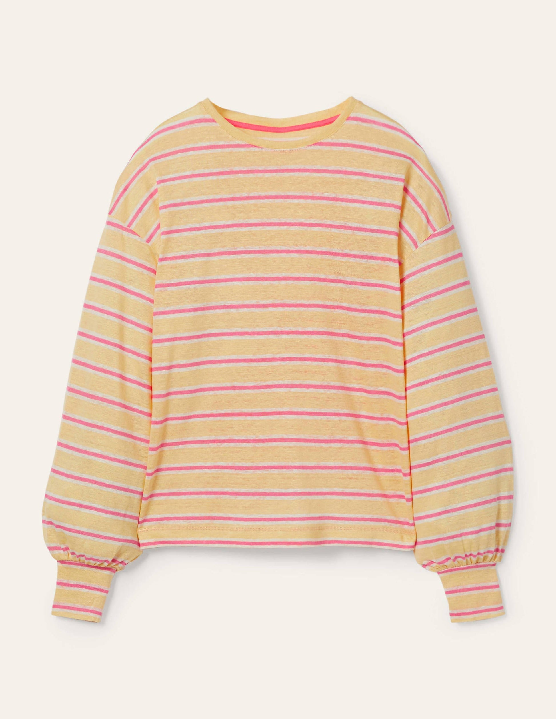Blouson Linen Top-Sunlight / Azalea Stripe-5