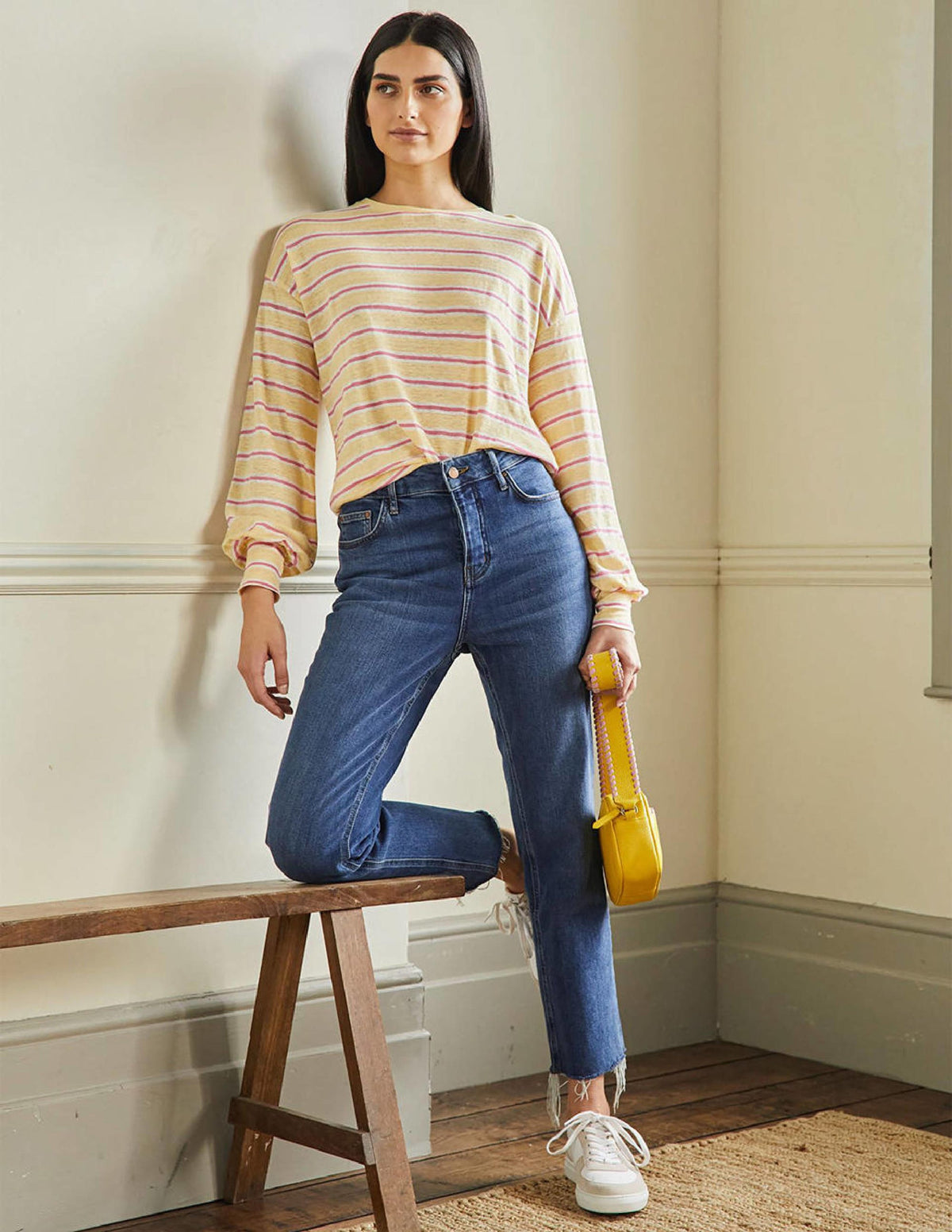 Blouson Linen Top-Sunlight / Azalea Stripe - Image 4
