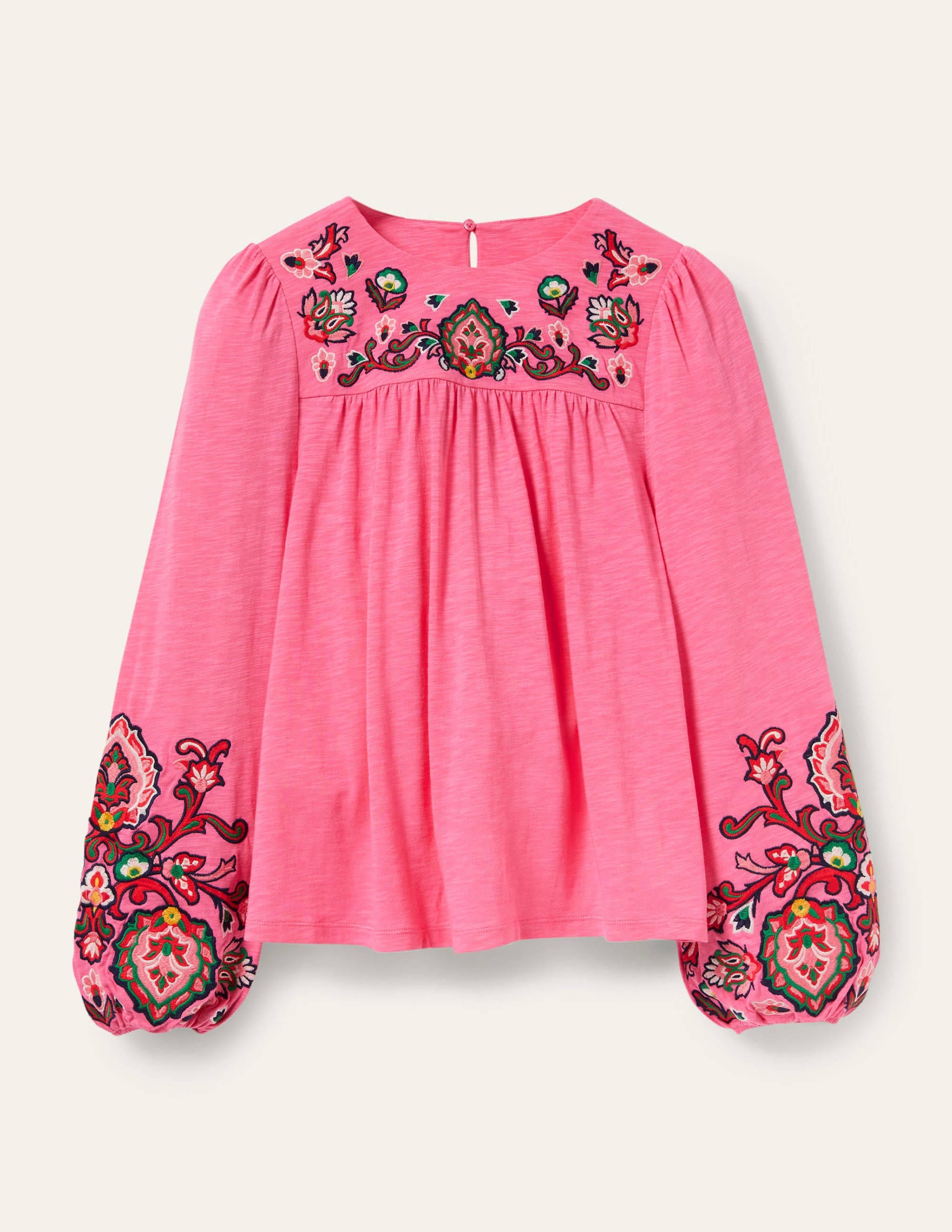 Embroidered Blouson Jersey Top-Azalea - Image 5