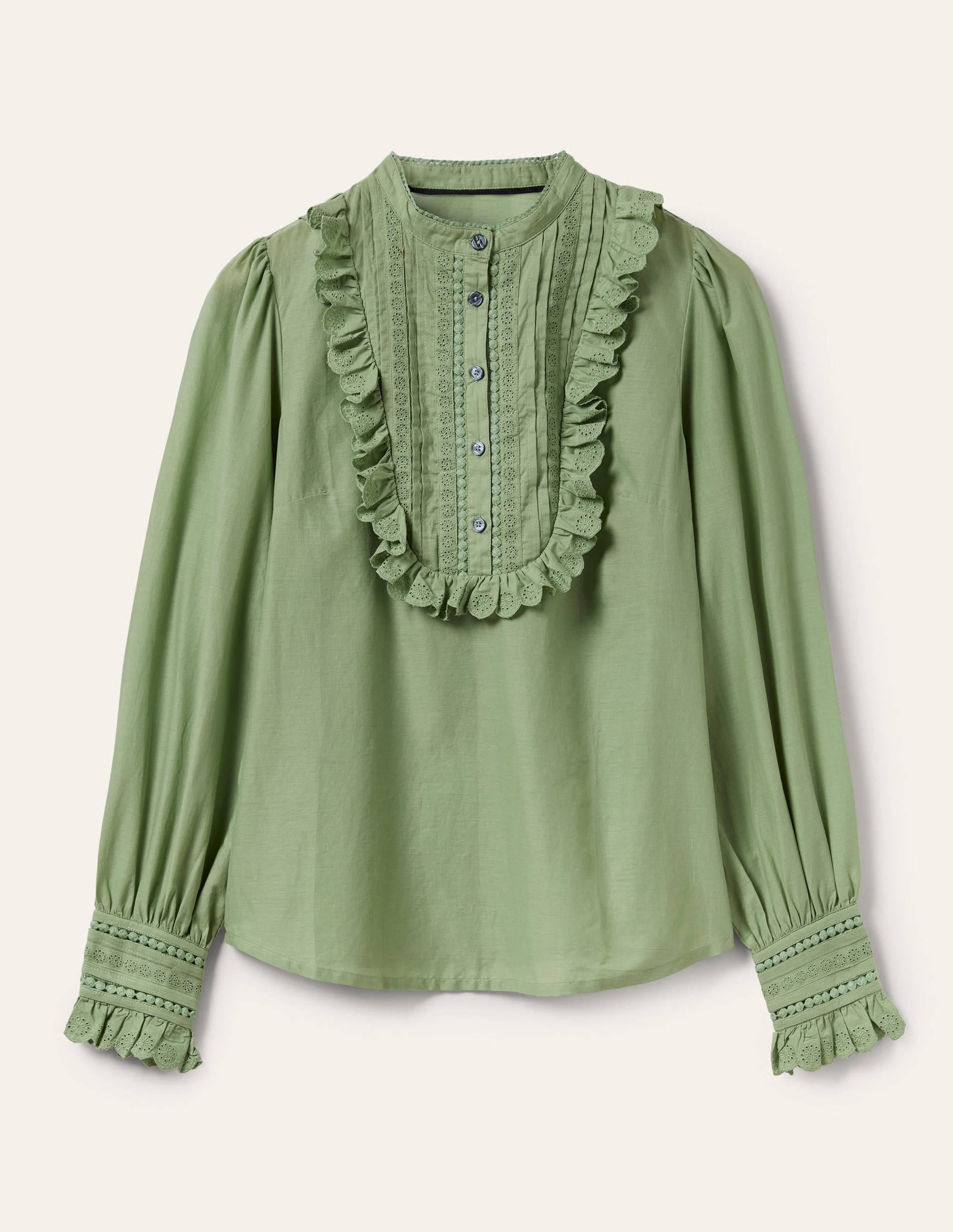 Frilly Popover Blouse-Basil - Image 6