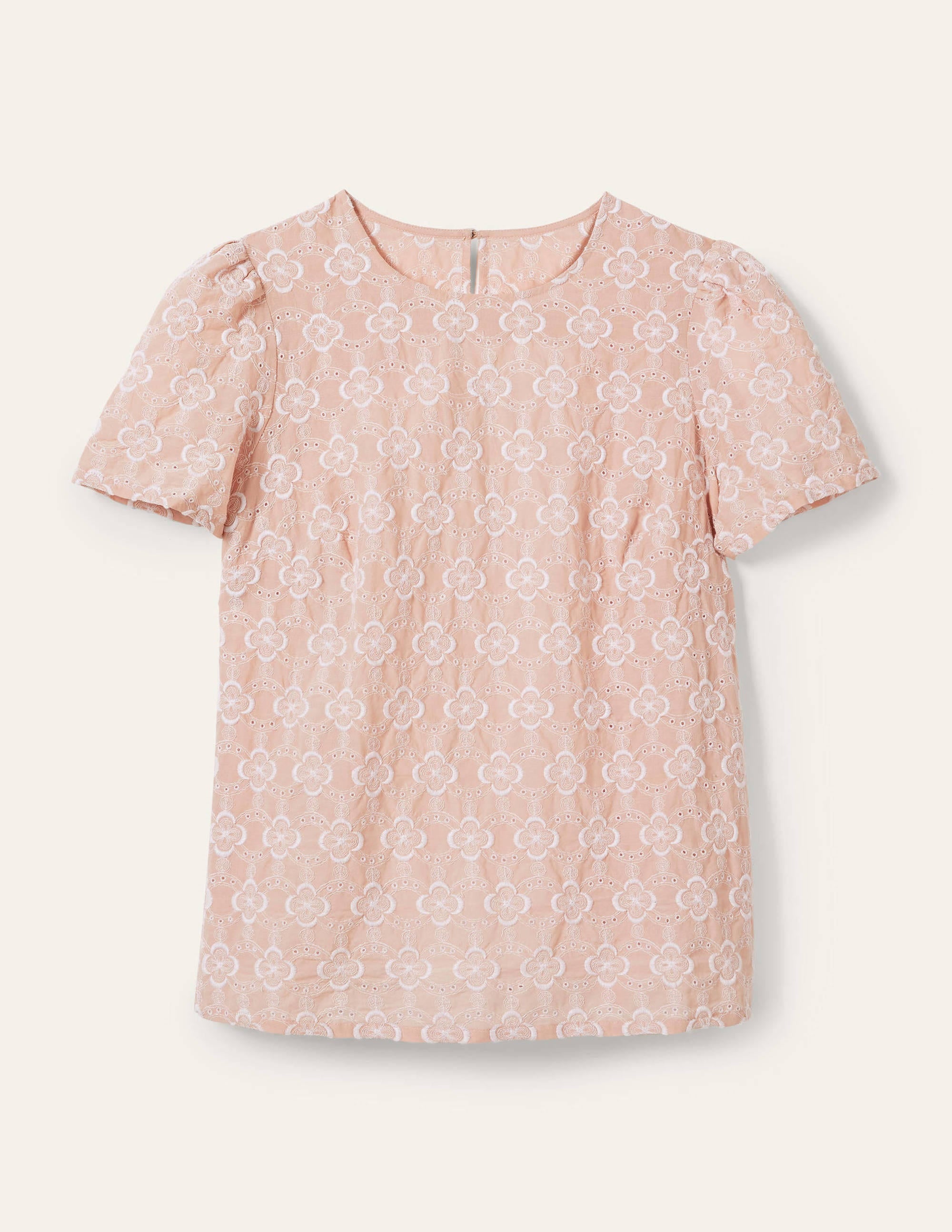 Broderie Puff Sleeve Top-Milkshake - Image 5