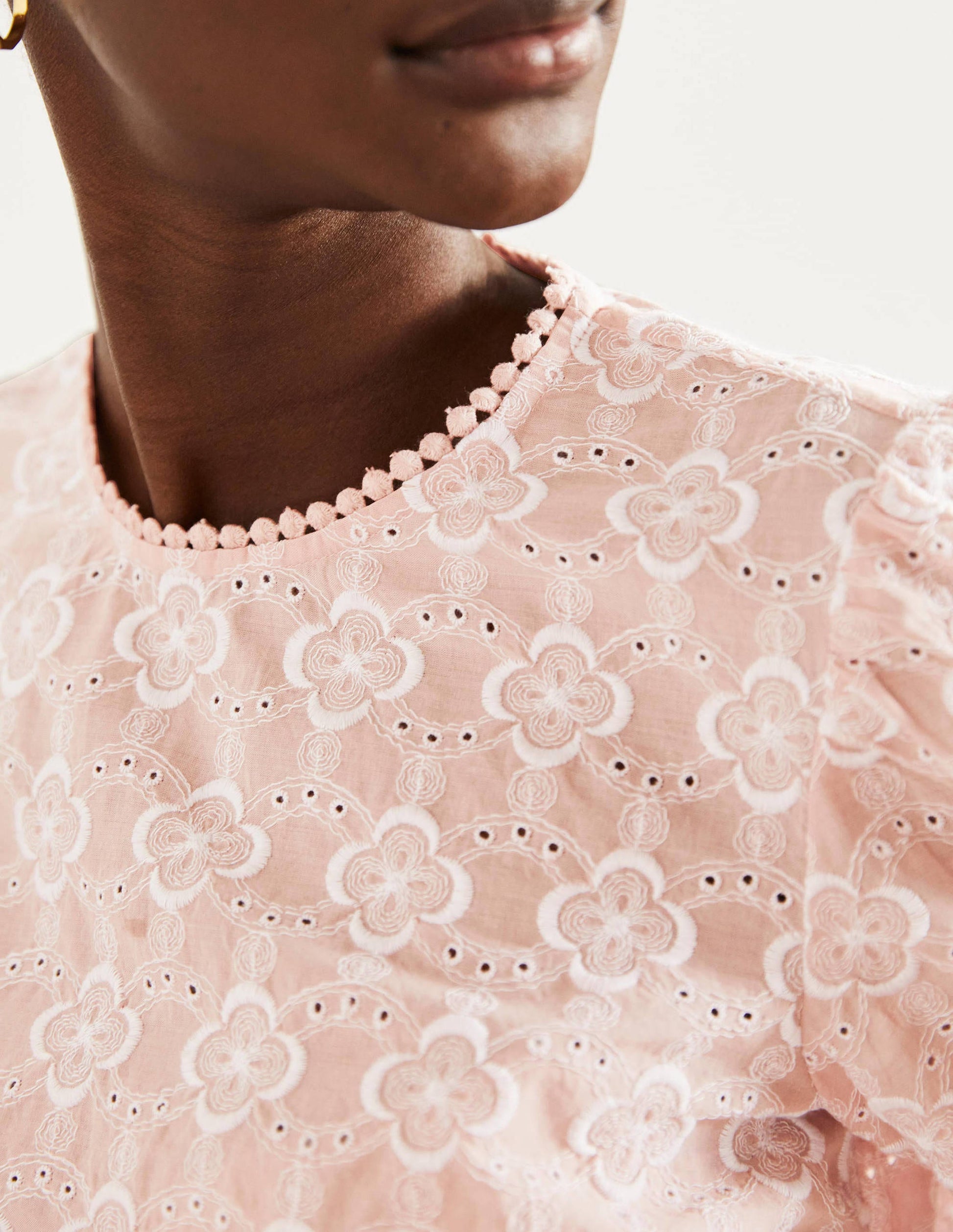 Broderie Puff Sleeve Top-Milkshake-2
