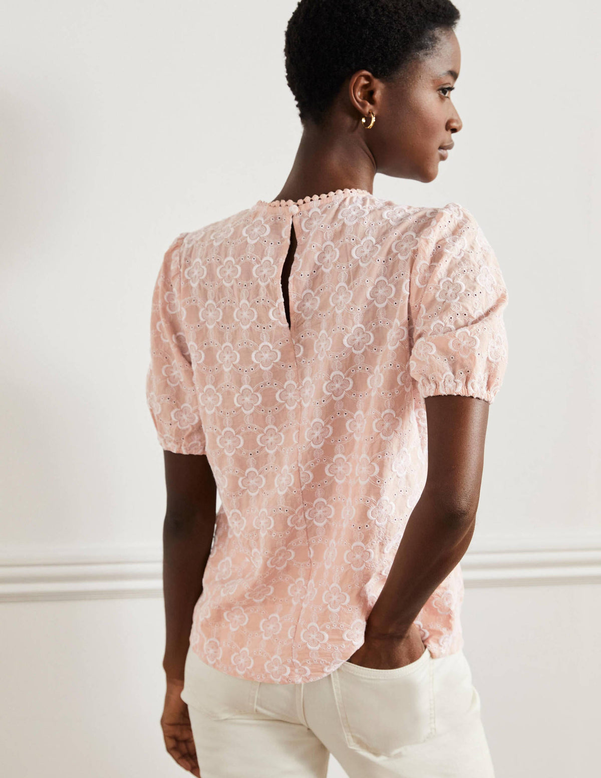 Broderie Puff Sleeve Top-Milkshake-3