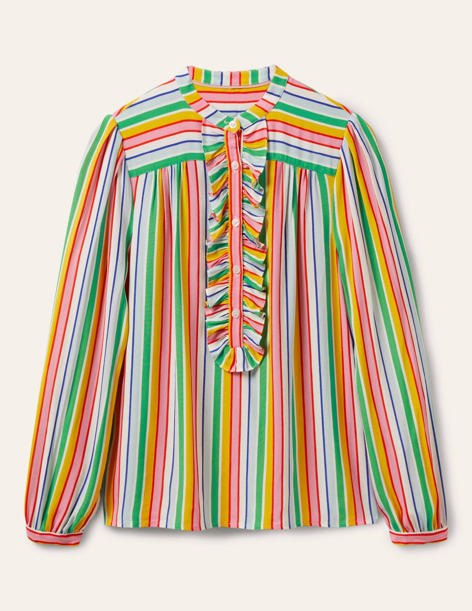 Ruffle Popover Blouse-Rainbow Multistripe-5