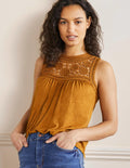 Anais Crochet Jersey Top-Frankincense