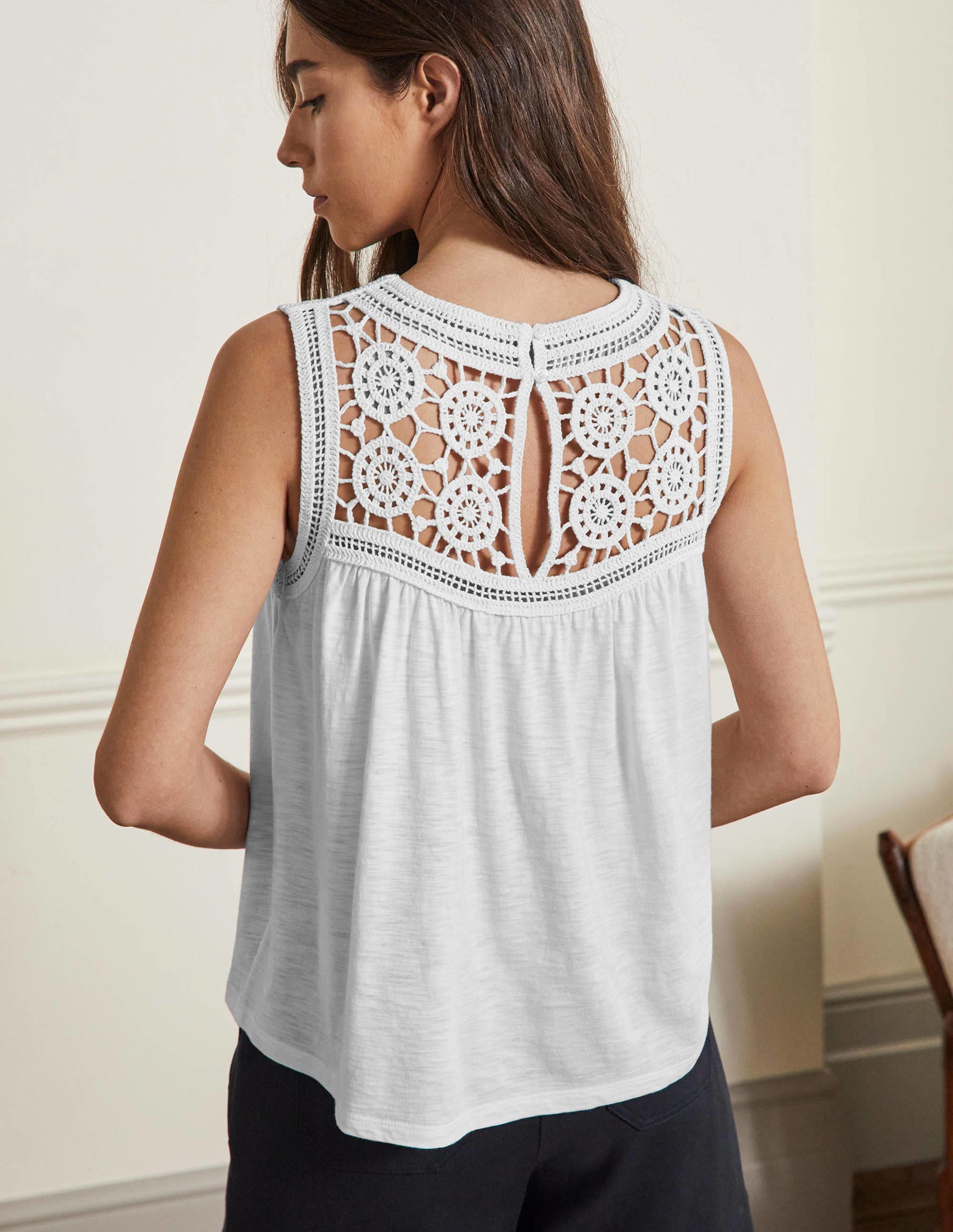 Anais Crochet Jersey Top-White-3