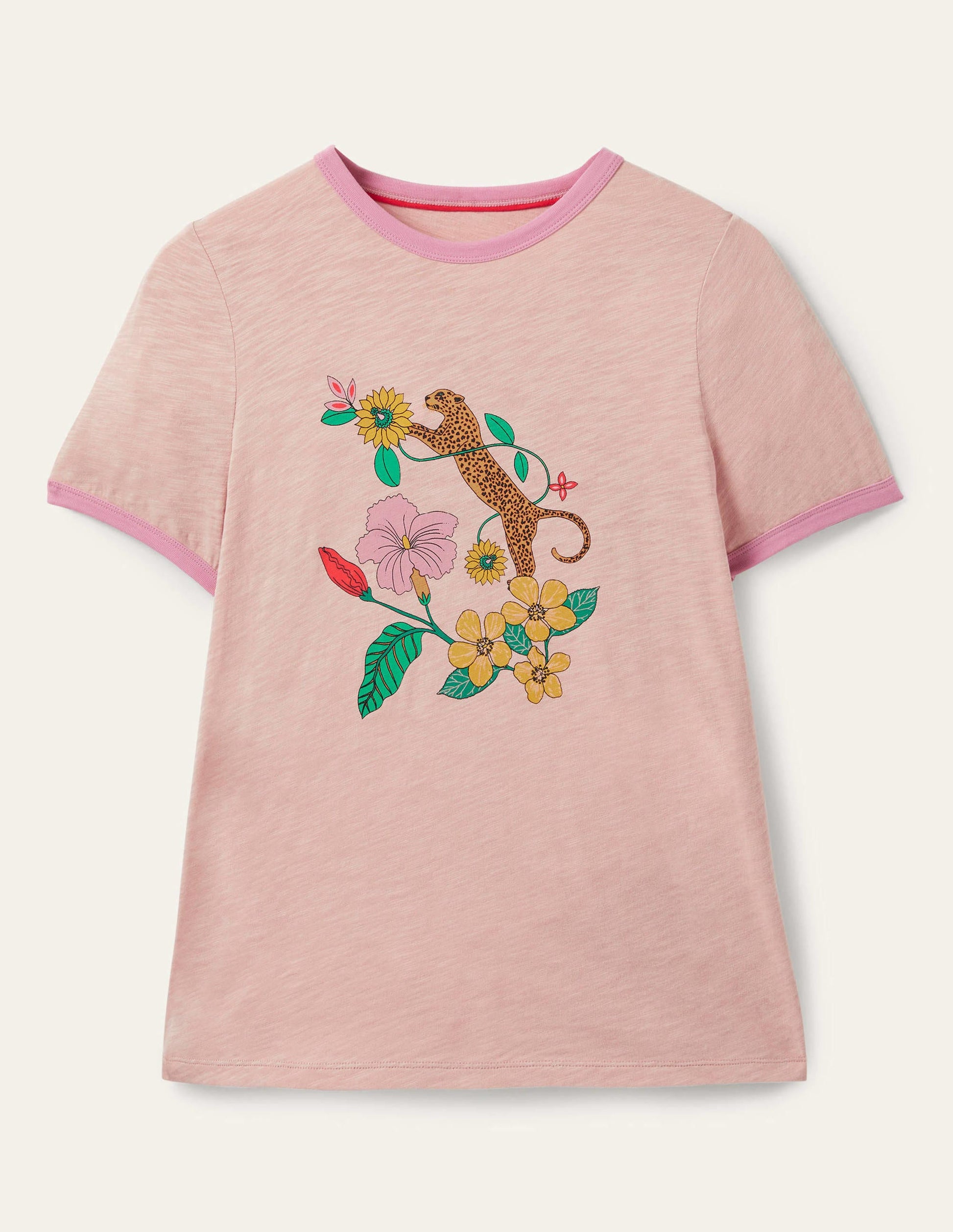 Contrast Rib Cotton T-Shirt-Milkshake, Exotic Paradise-6