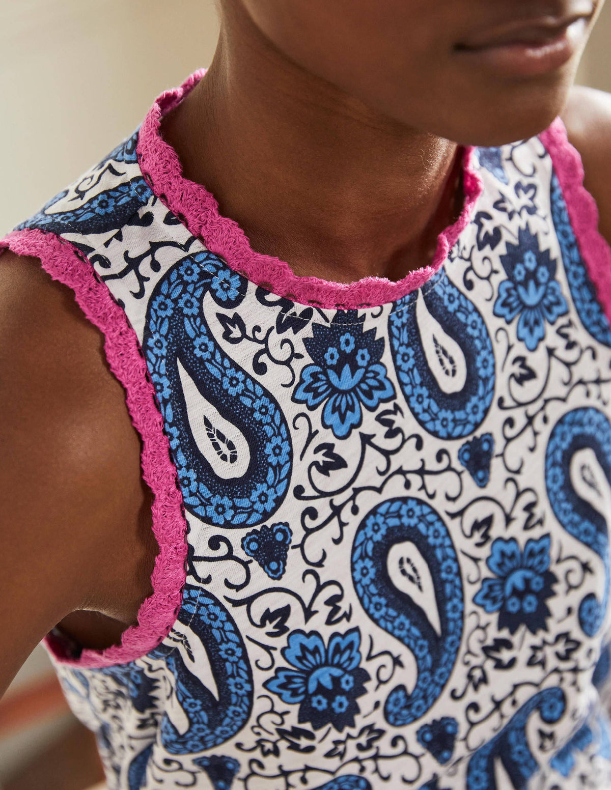 Stitch Detail Jersey Top-Blue, Enchanting Paisley - Image 6