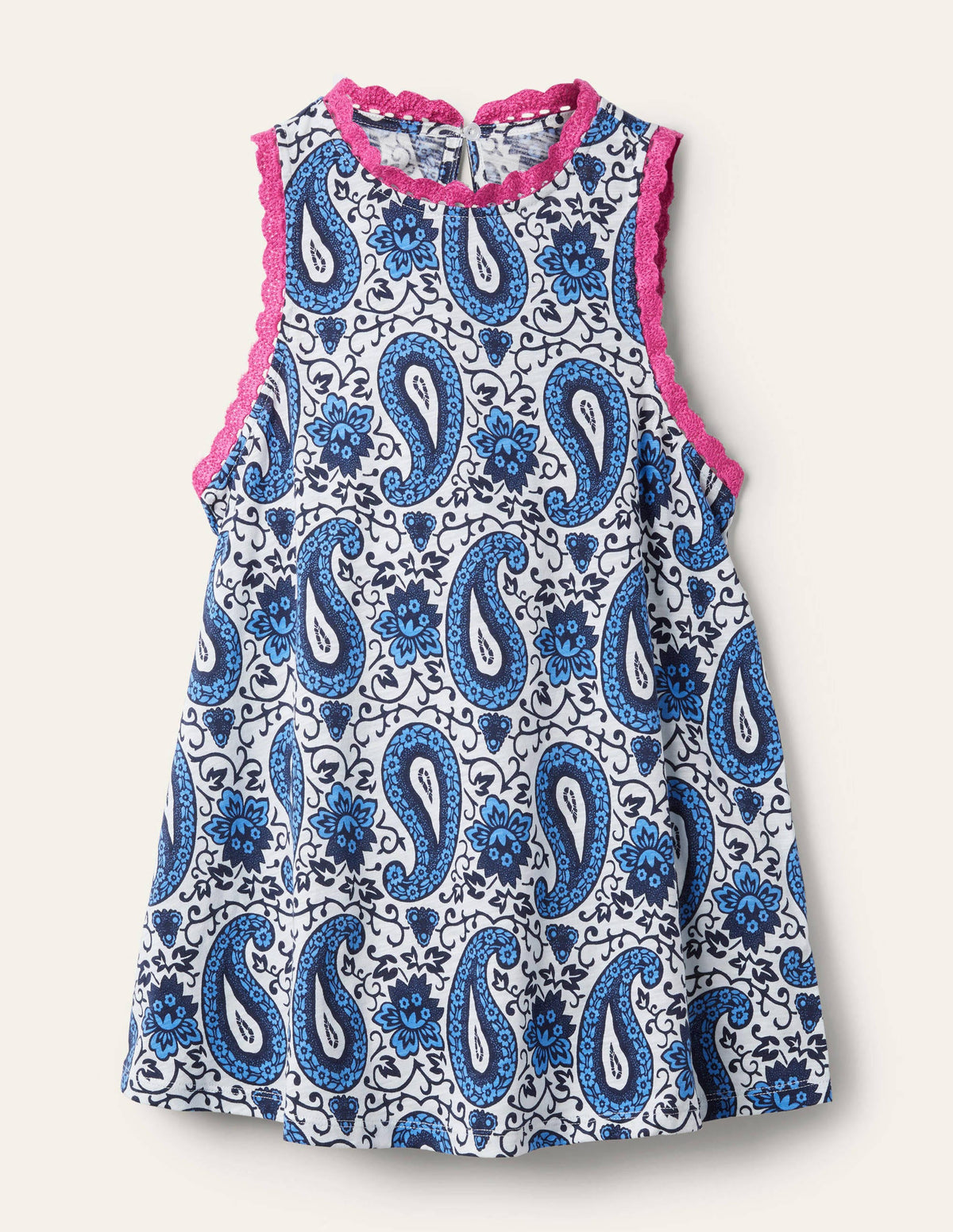 Stitch Detail Jersey Top-Blue, Enchanting Paisley-9