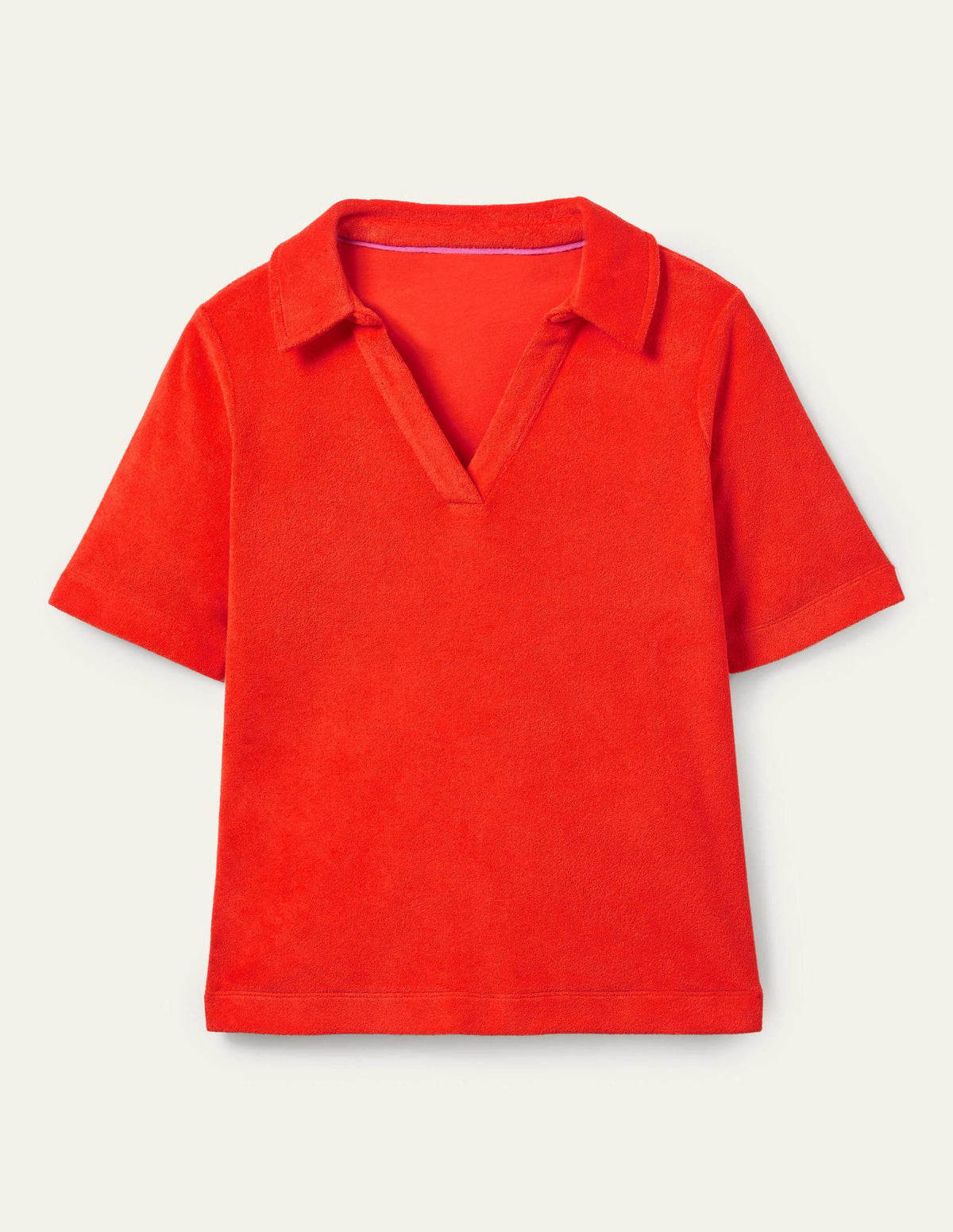 Erica Towelling Polo Top-Bright Papaya-7