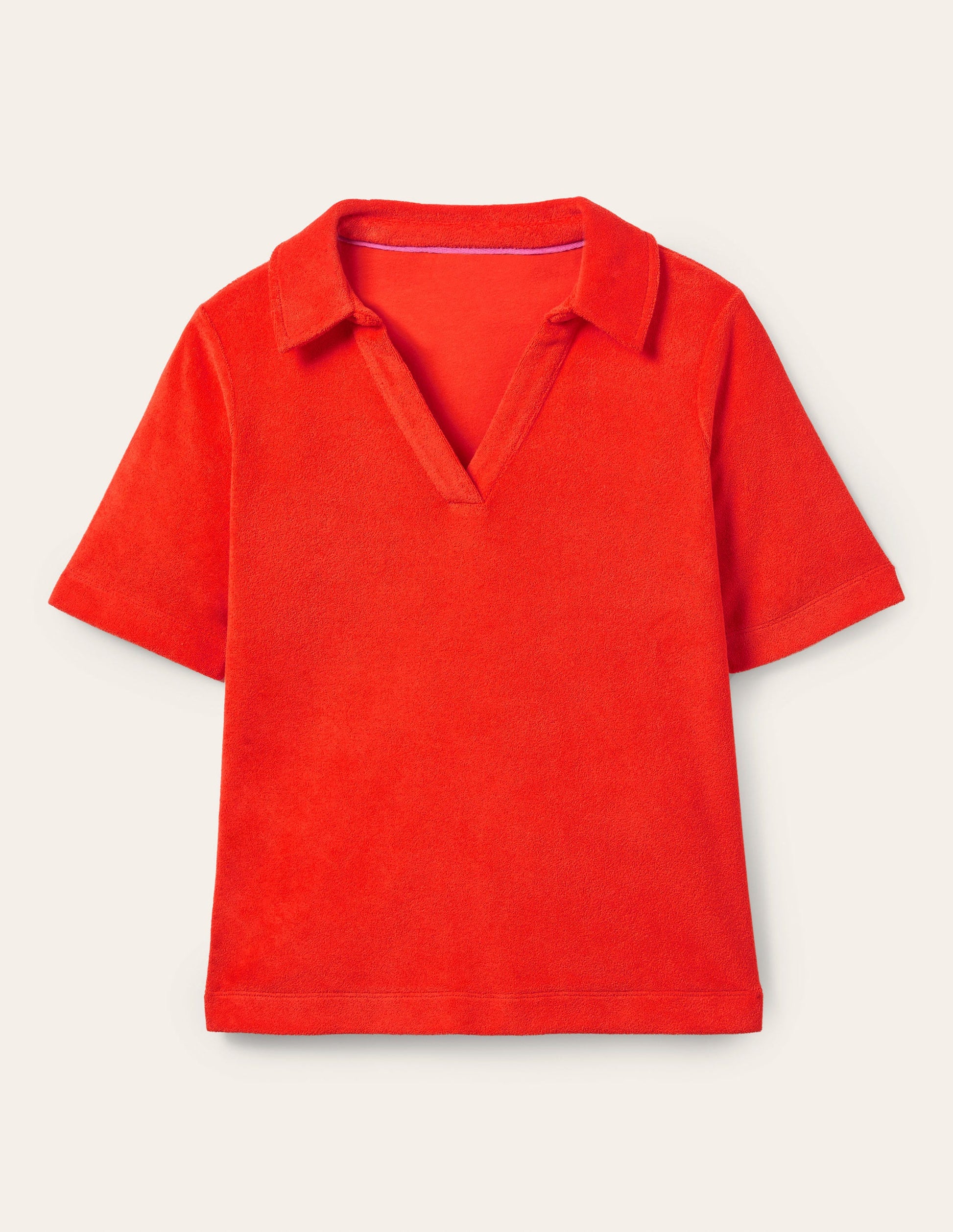 Erica Towelling Polo Top-Bright Papaya-8