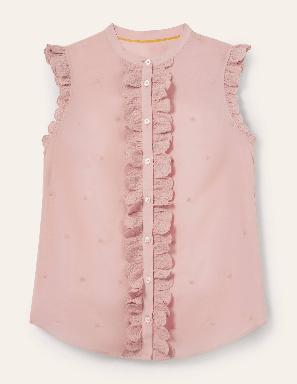Sleeveless Embroidered Shirt-Milkshake - Image 5