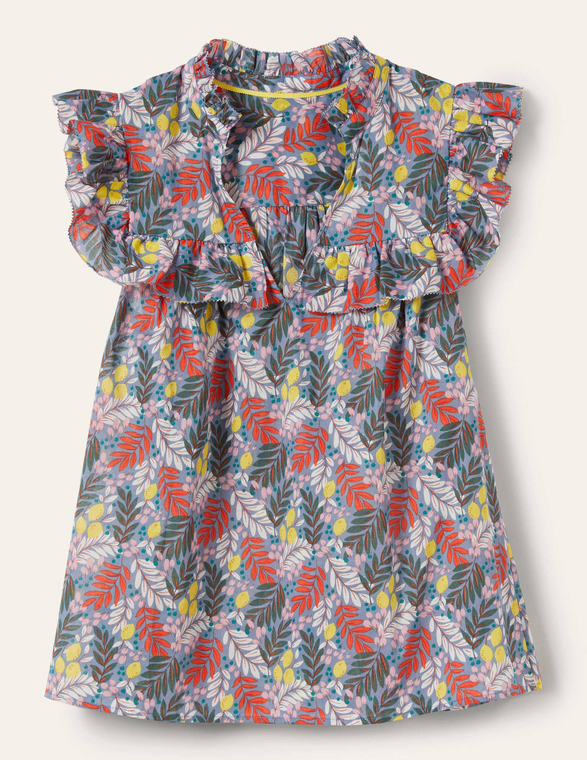 Sleeveless Ruffle Top-Mountain Spring, Lemon Foliage - Image 5