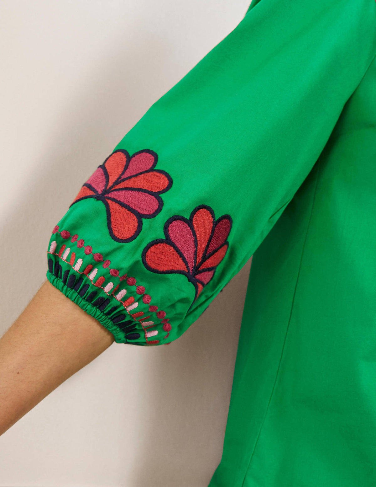 Louise Mid Sleeve Popover-Rich Emerald-5