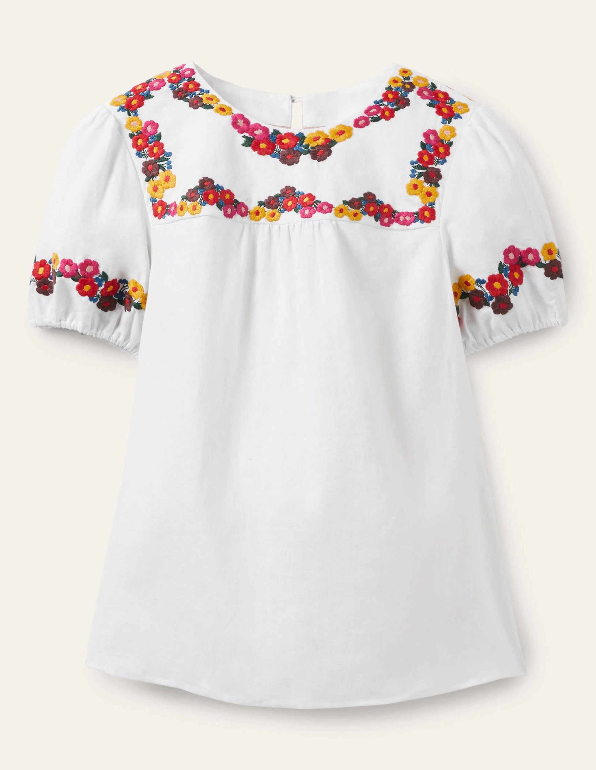 Embroidered Linen Top-White-5