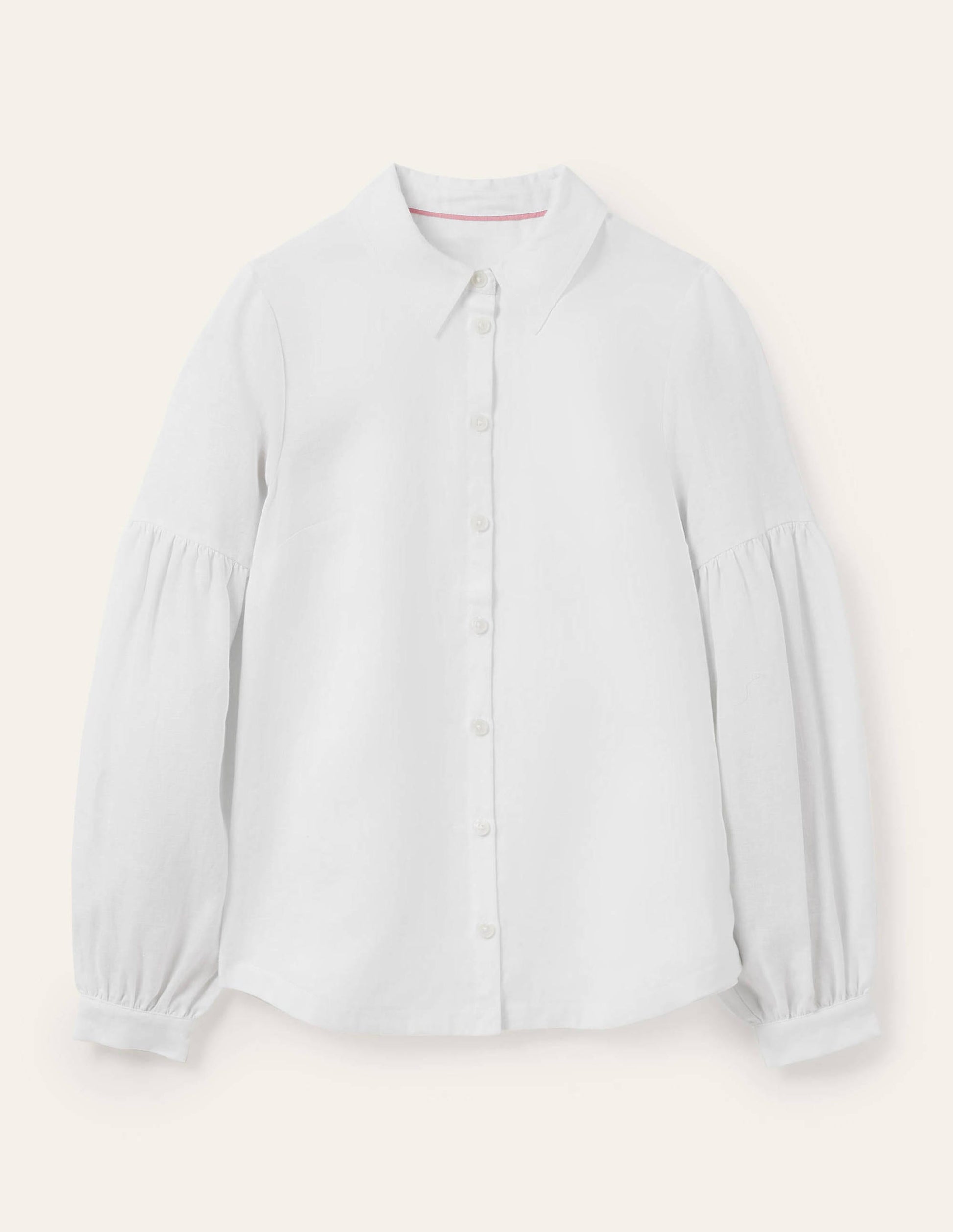 Anna Blouson Linen Shirt-White-5