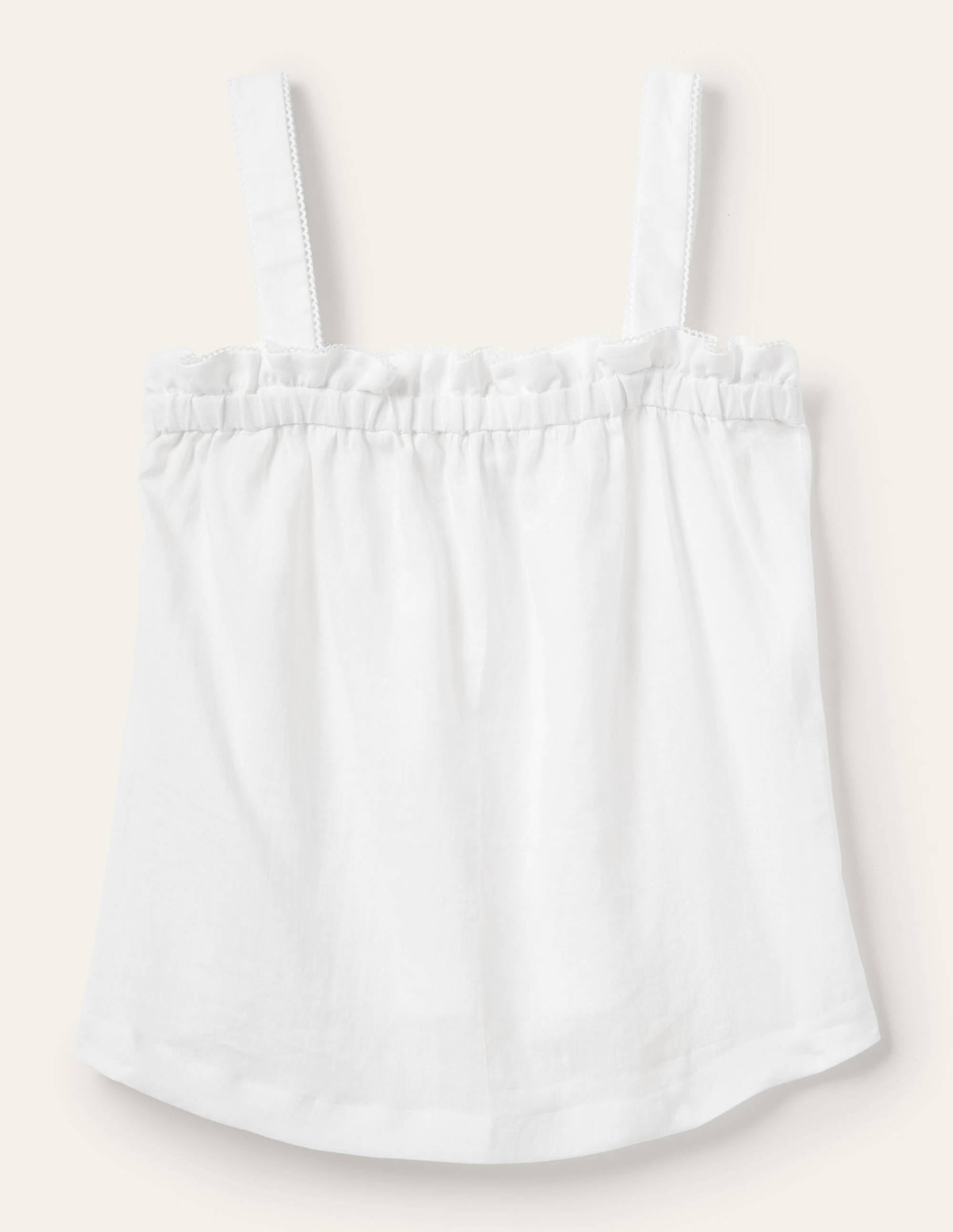 Ruffle Detail Linen Top-White - Image 5