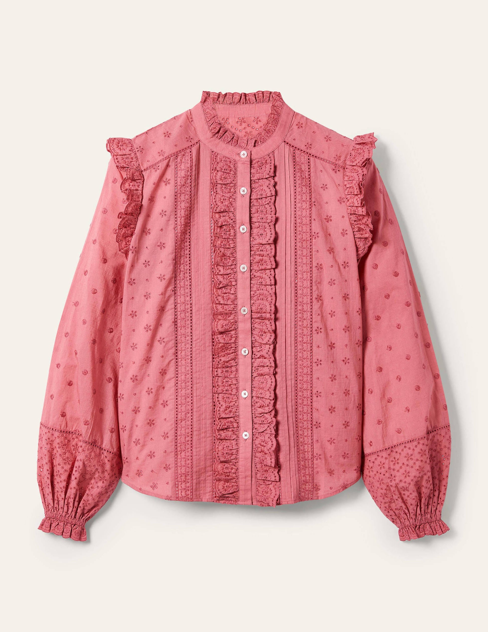 Iris Broderie Shirt-Dusty Red-6