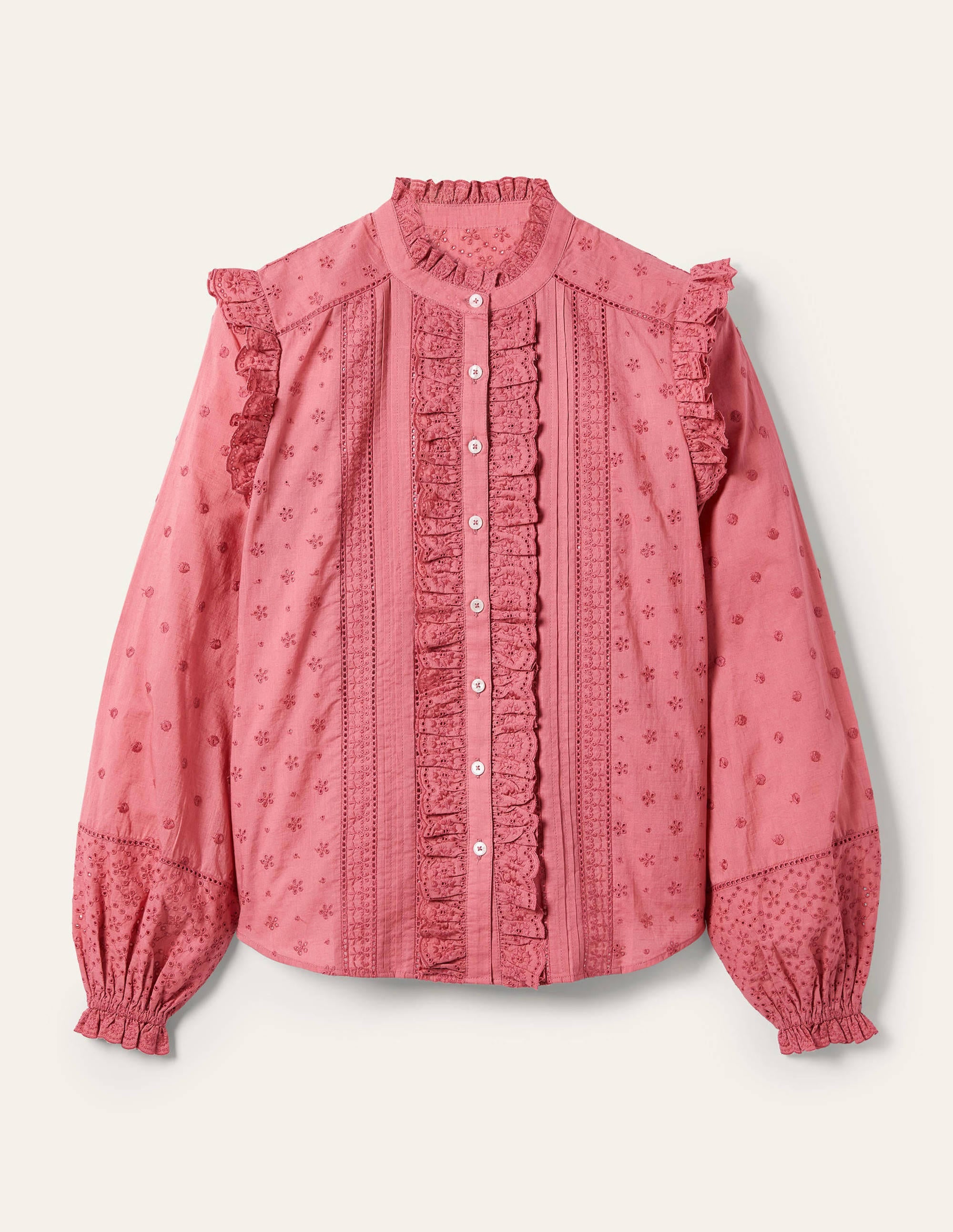 Iris Broderie Shirt-Dusty Red - Image 6