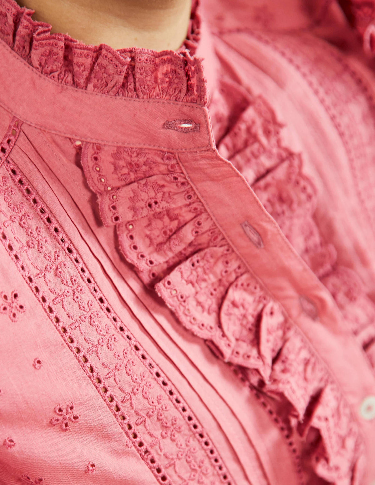 Iris Broderie Shirt-Dusty Red - Image 2