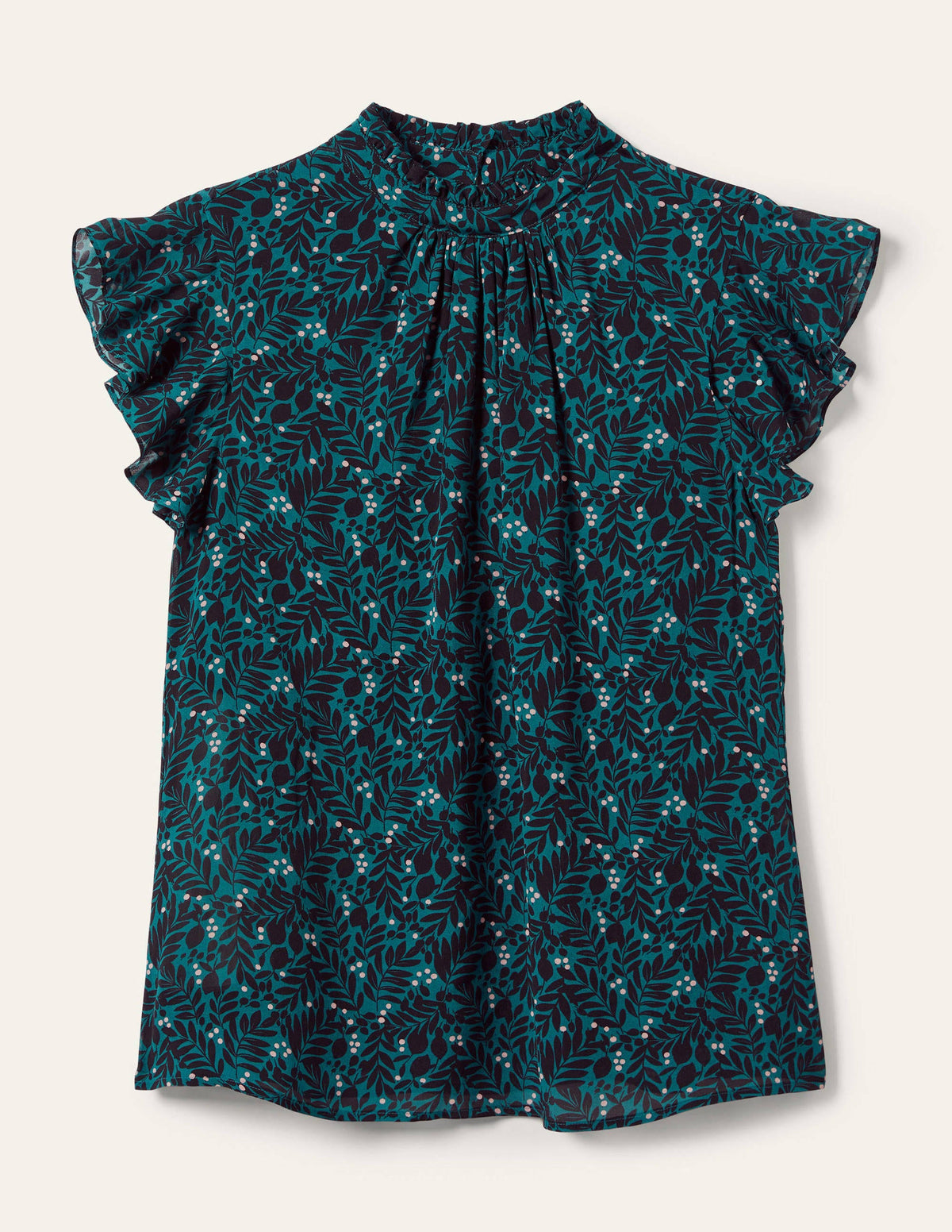 High Neck Sleeveless Top-Black, Lemon Foliage - Image 5
