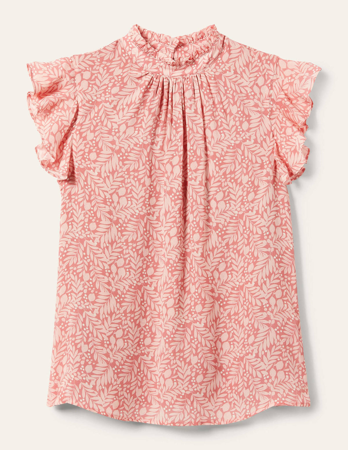 High Neck Sleeveless Top-Milkshake, Lemon Foliage - Image 5