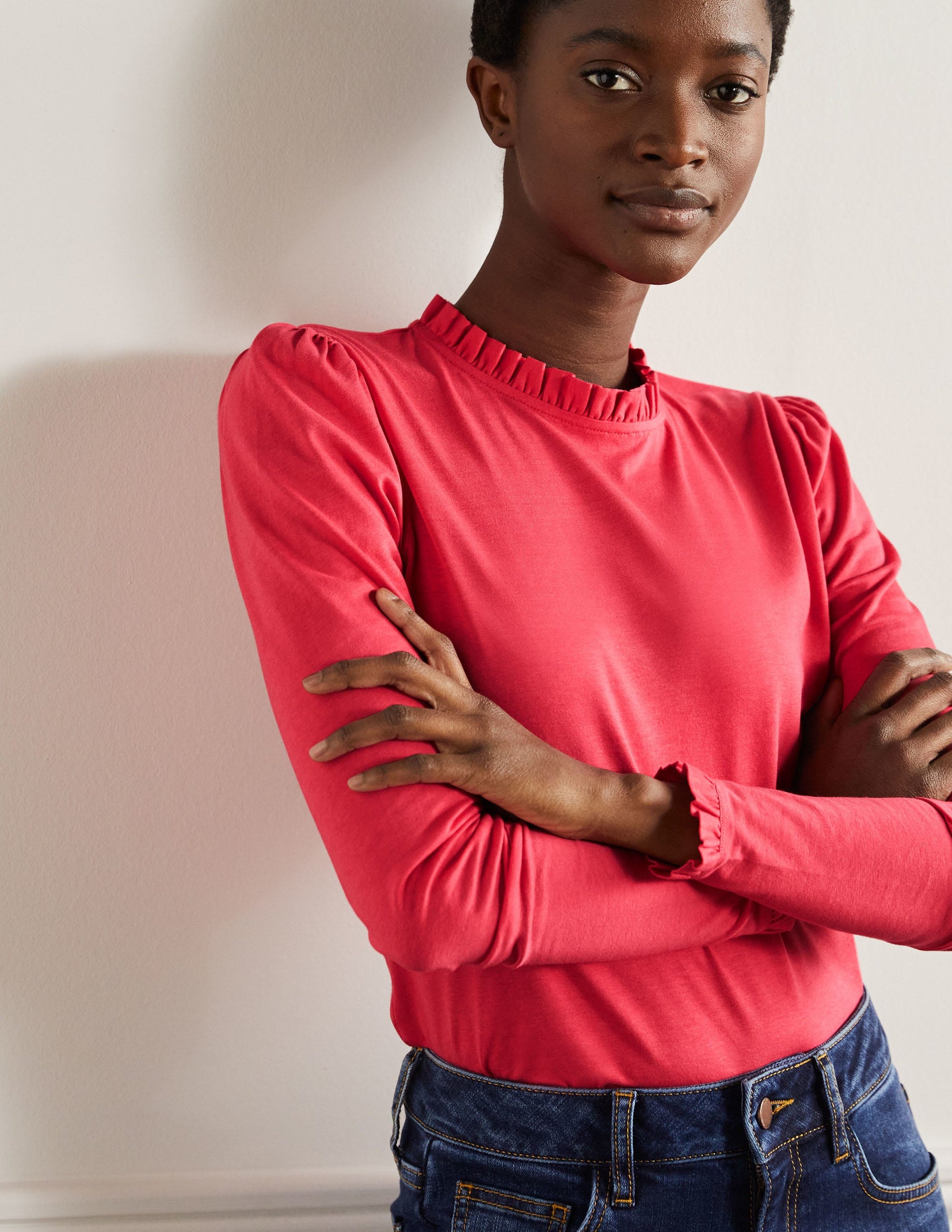 Supersoft Frill Detail Top-Radish-4