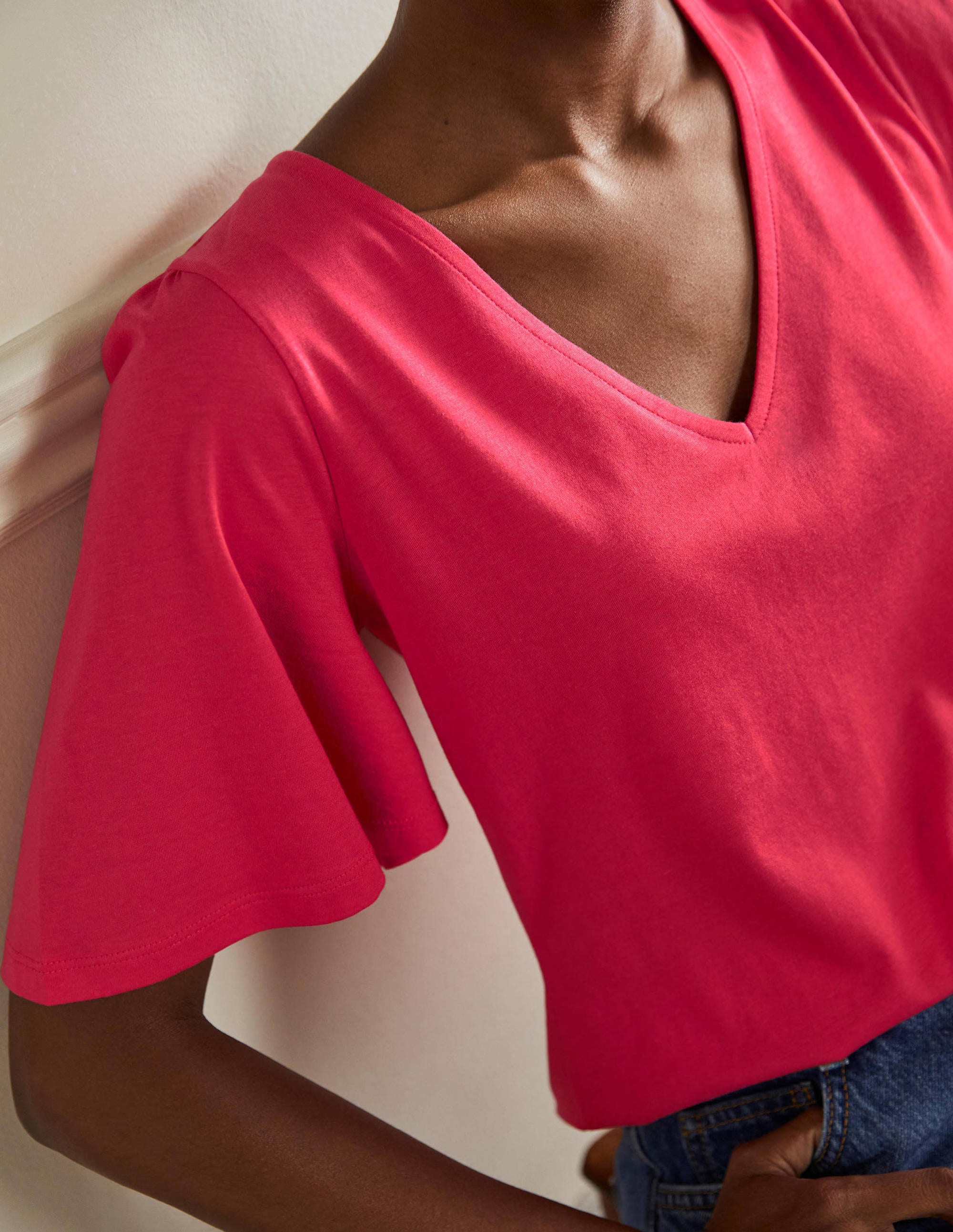 Supersoft Flutter Sleeve Top-Radish - Image 2