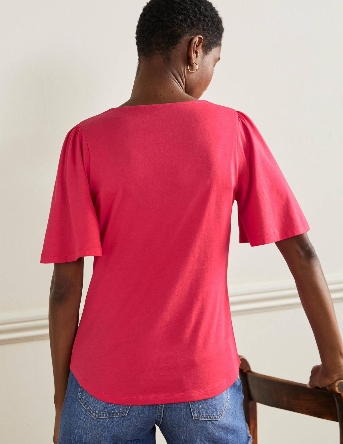 Supersoft Flutter Sleeve Top-Radish - Image 3