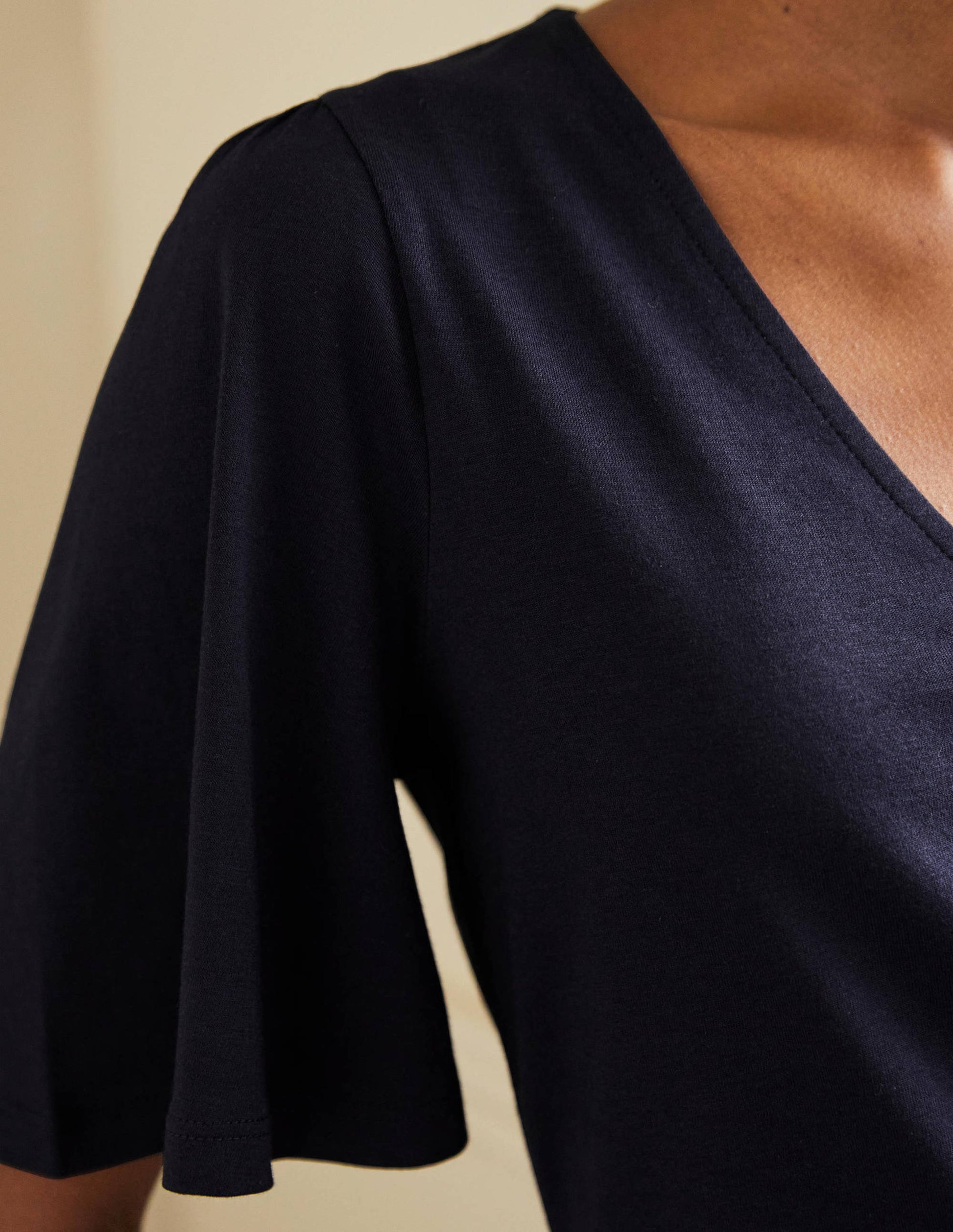 Supersoft Flutter Sleeve Top-Navy-4