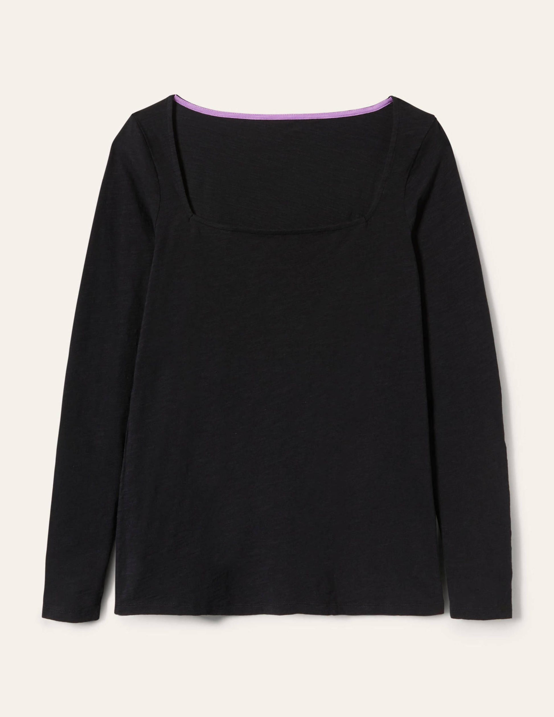 Cotton Square Neck Top-Black-4