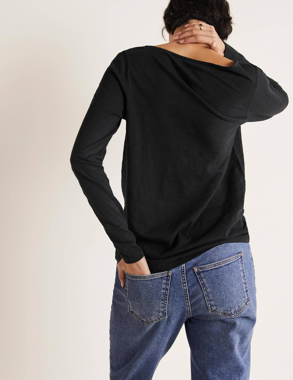 Cotton Square Neck Top-Black - Image 2