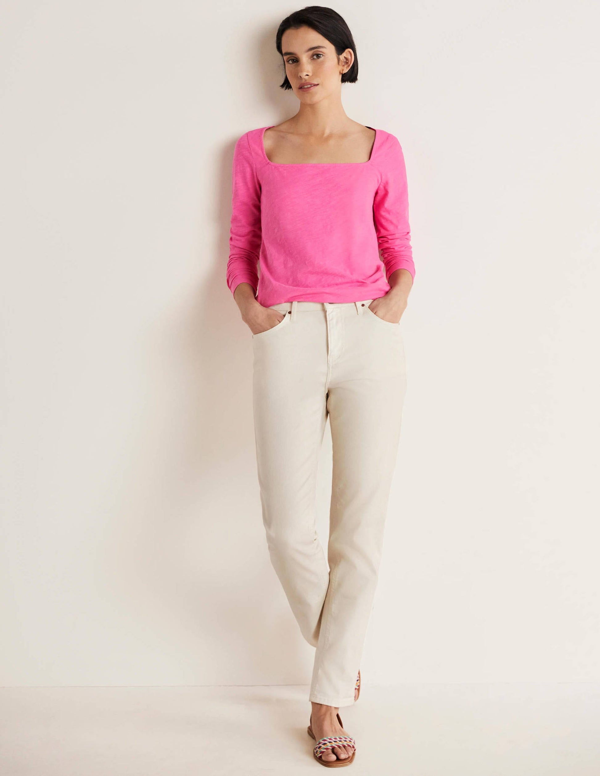 Cotton Square Neck Top-Festival Pink-4