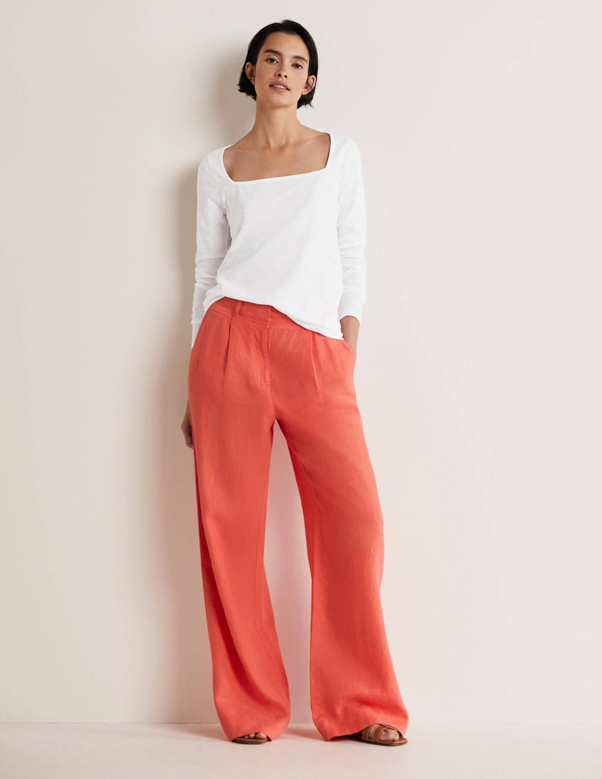 Cotton Square Neck Top-White - Image 1