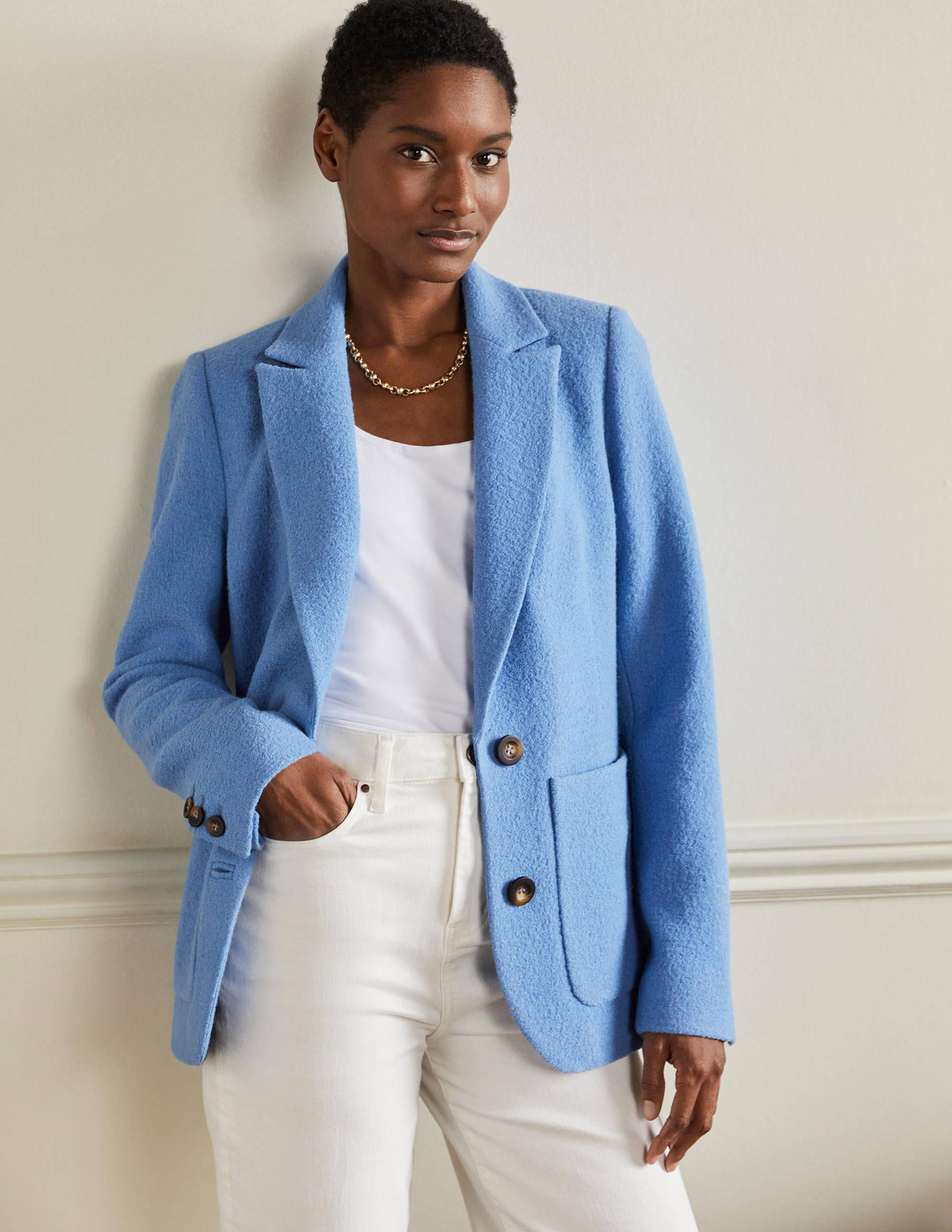 Bella Textured Wool Blazer-Grape Hyacinth - Image 1