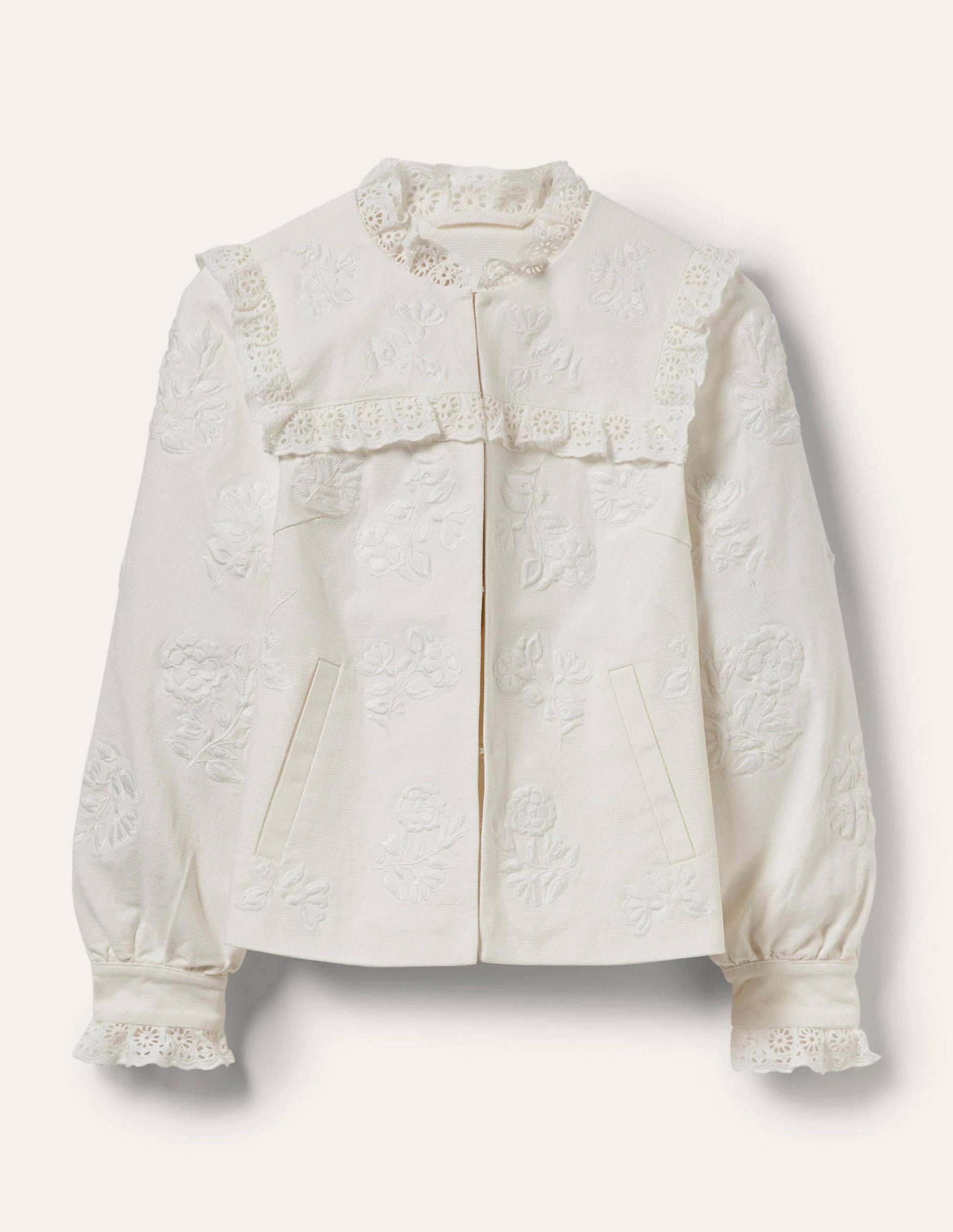 Cotton Broderie Jacket-Ivory-7