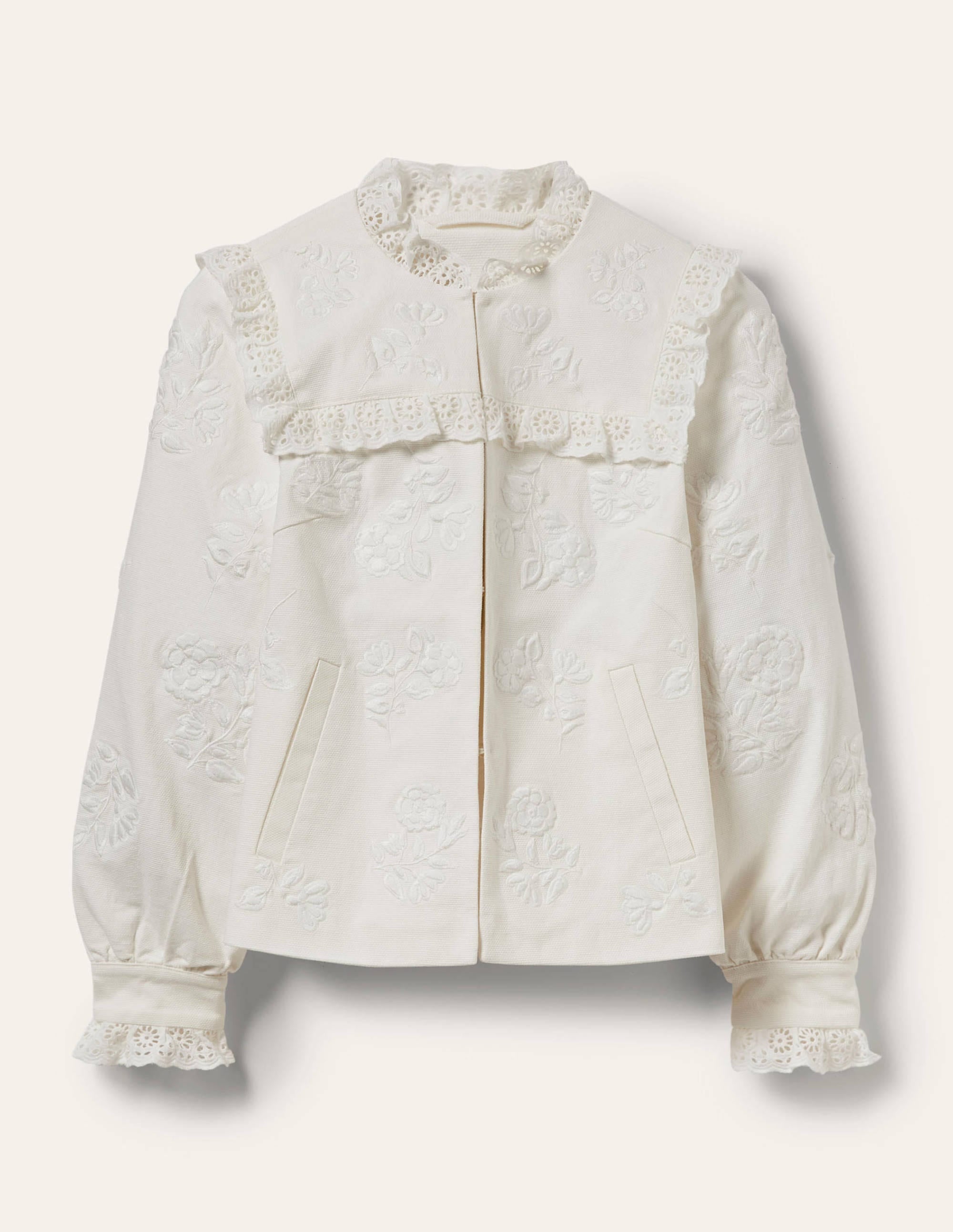Cotton Broderie Jacket-Ivory - Image 7