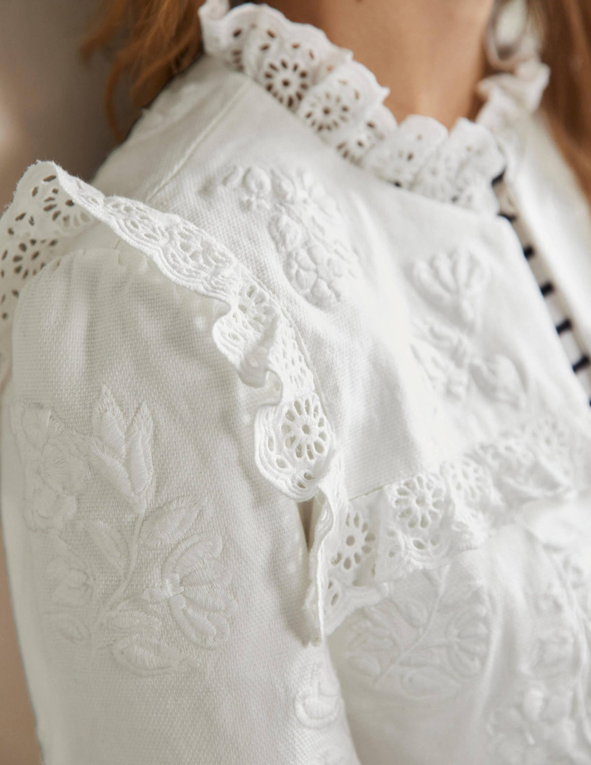 Cotton Broderie Jacket-Ivory - Image 2